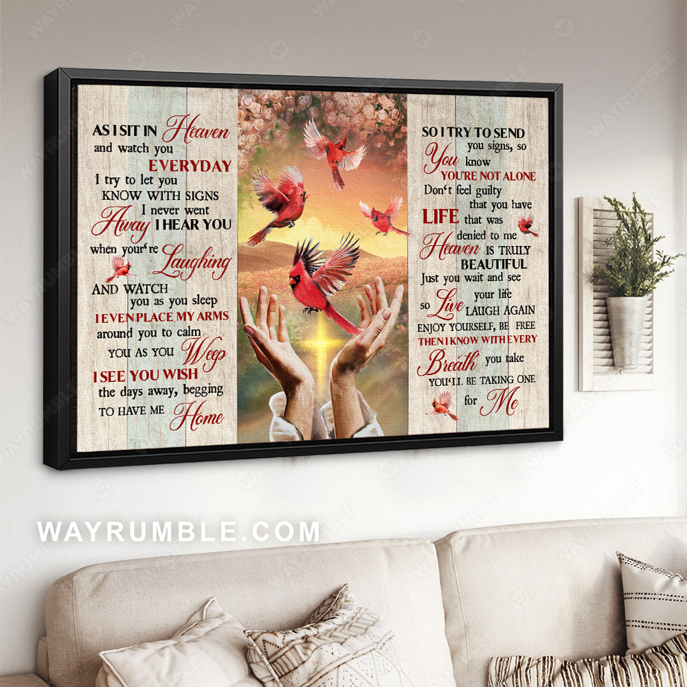 Beautiful cardinal, Rose background, Pretty sunset, As I sit in heaven - Heaven Landscape Canvas Prints, Wall Art