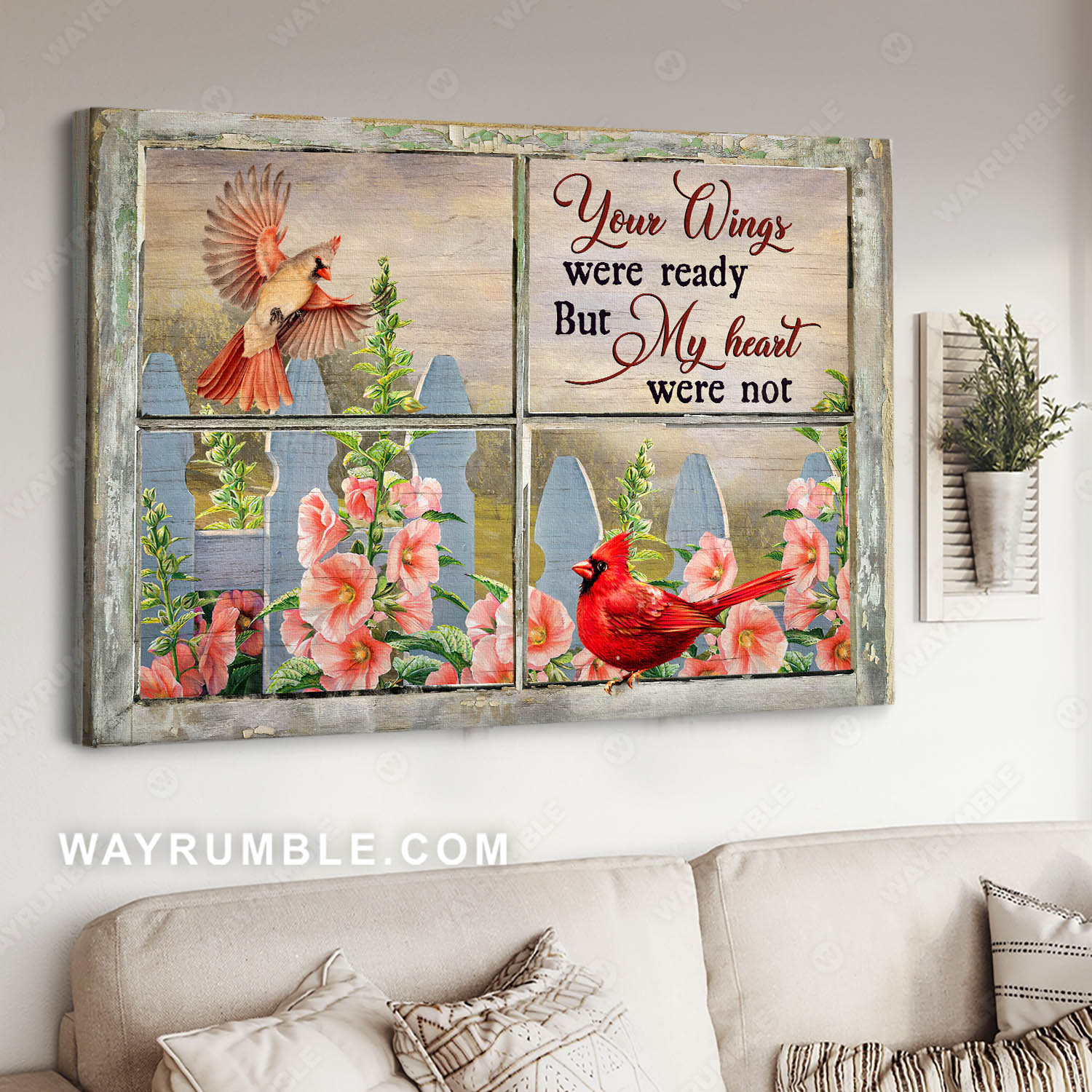 Spring garden, Cardinal couple, Your wings were ready but my heart were not - Landscape Canvas Prints, Wall Art