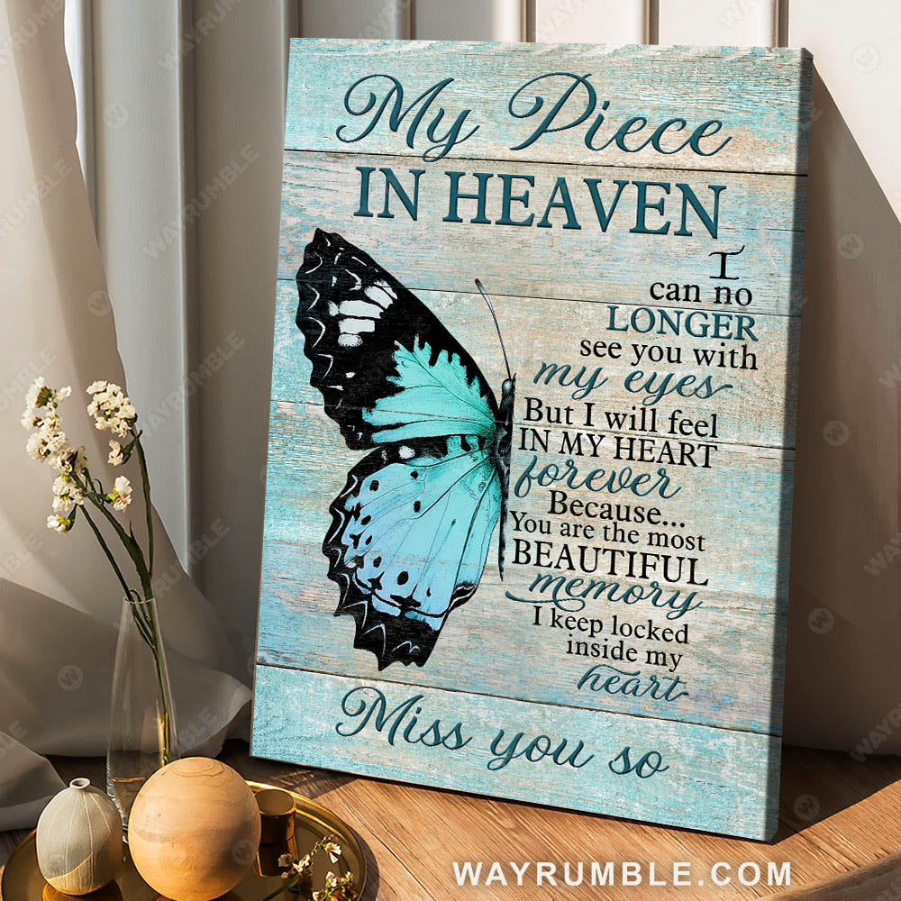 Blue butterfly, You are the most beautiful memory - Heaven Portrait Canvas Prints, Wall Art