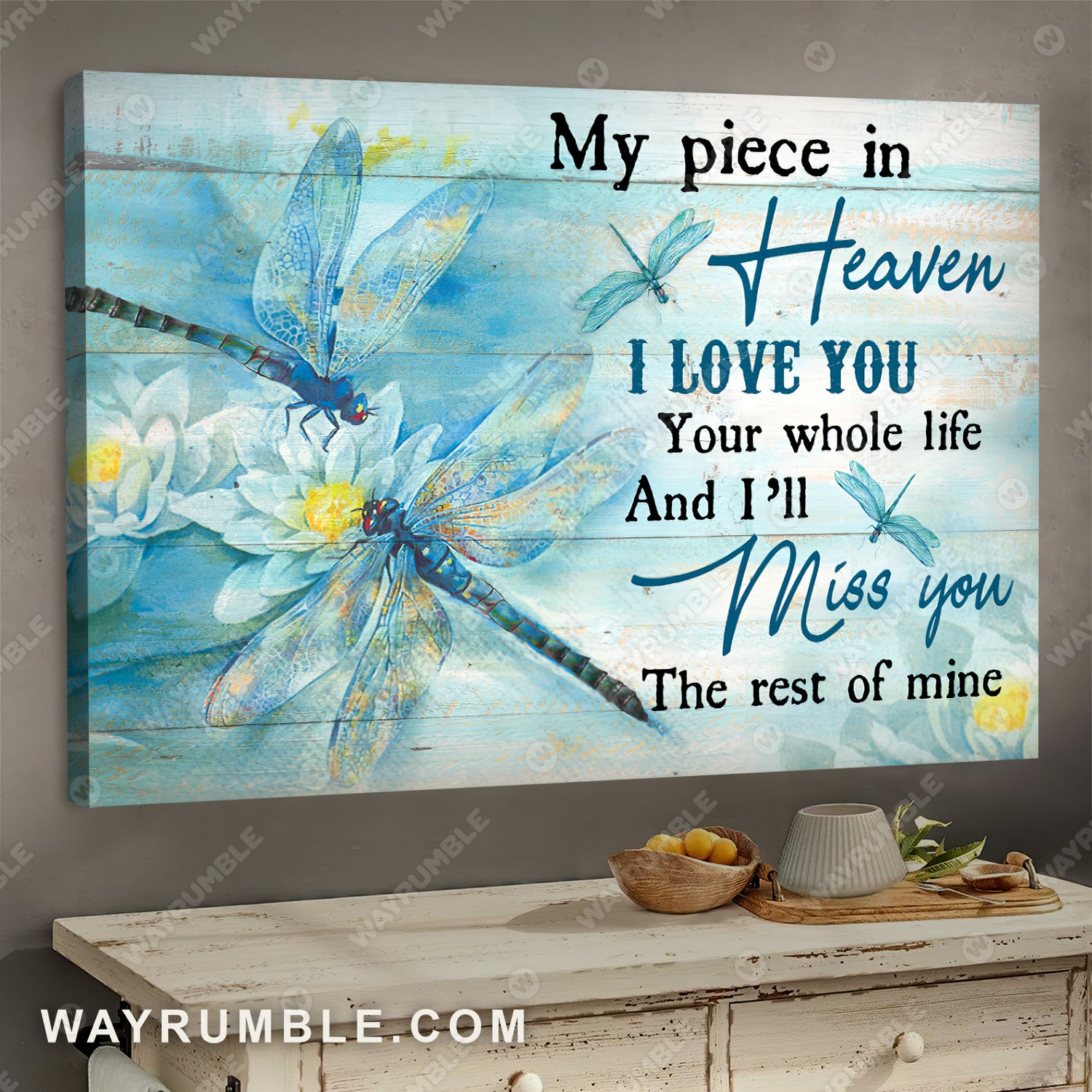 Blue butterfly, White flower painting, Pastel background, I'll miss you the rest of mine - Heaven Landscape Canvas Prints, Wall Art