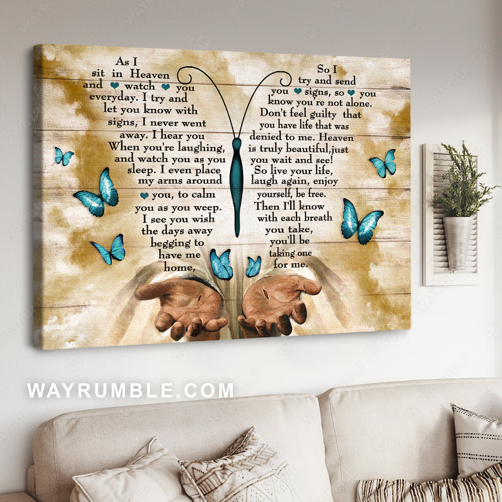 Jesus hands, Blue butterfly, Heaven light, Heaven is truly beautiful - Heaven Landscape Canvas Prints, Wall Art