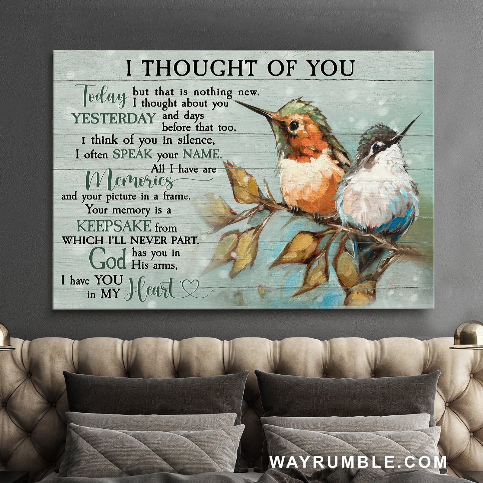 Little birds, God has you in his arms, I have you in my heart - Heaven Landscape Canvas Prints, Wall Art