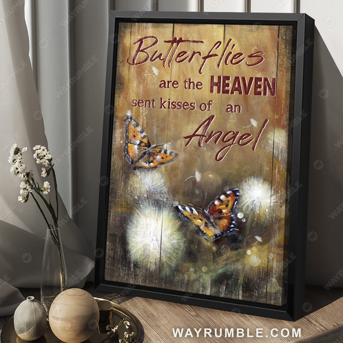 Orange butterfly, Dandelion drawing, Butterflies are the heaven sent kisses of an angel - Heaven Portrait Canvas Prints, Wall Art