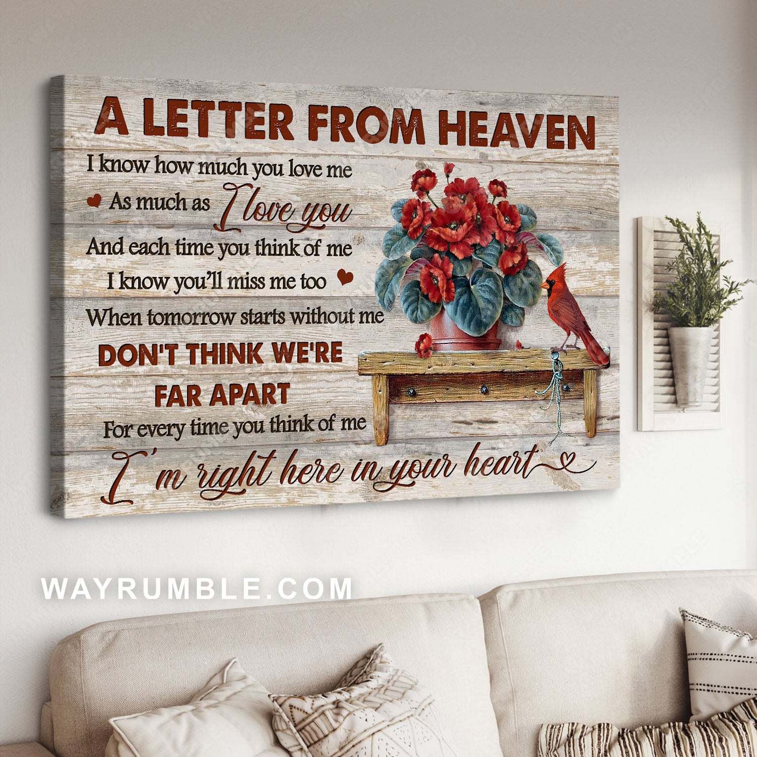 Red anemone, Flower bucket, Red cardinal, A letter from heaven - Heaven Landscape Canvas Prints, Wall Art