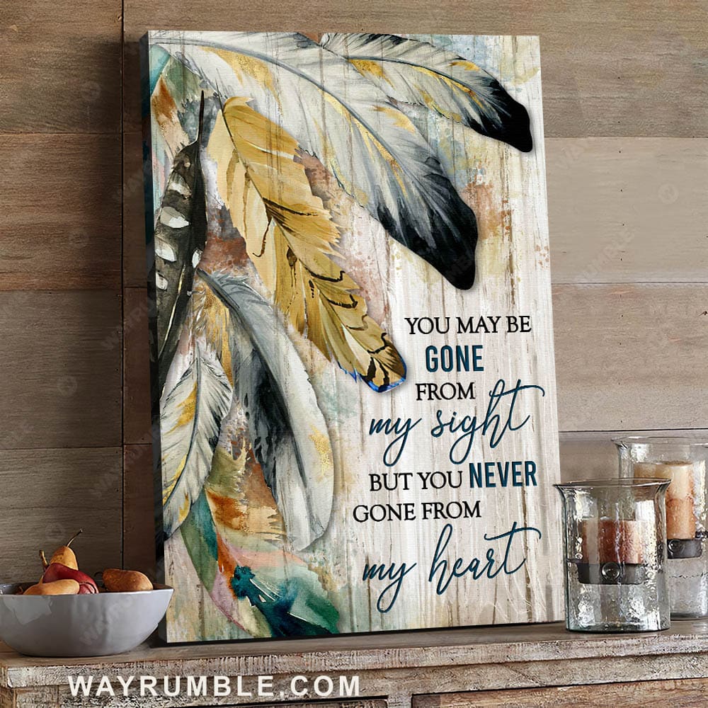 Feather watercolor, You may be gone but you never gone from my heart - Jesus Portrait Canvas Prints, Wall Art