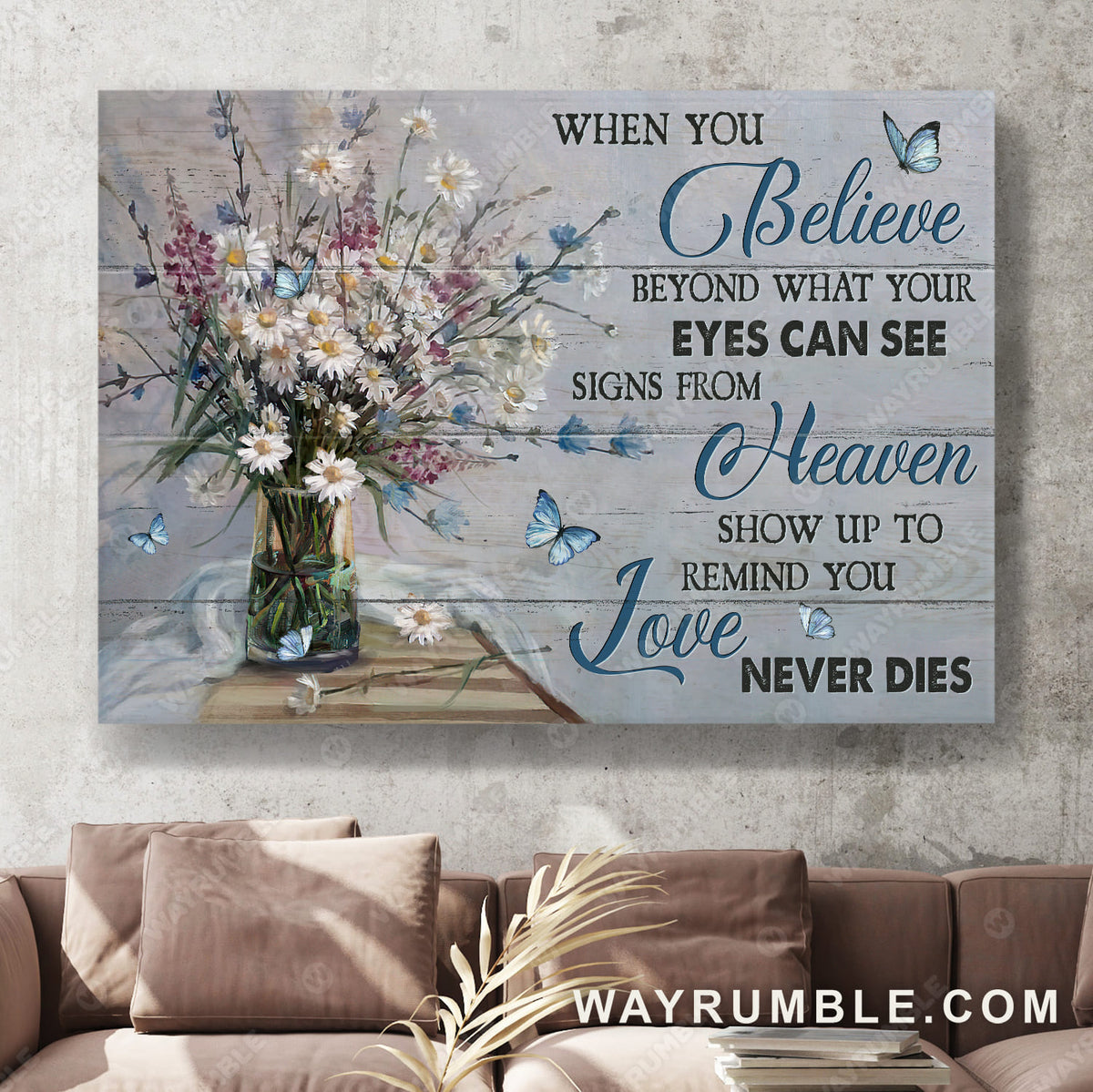 White daisy drawing, Pink flower, Beautiful butterfly, Signs from heaven show up to remind you love never dies - Heaven Landscape Canvas Prints, Wall Art