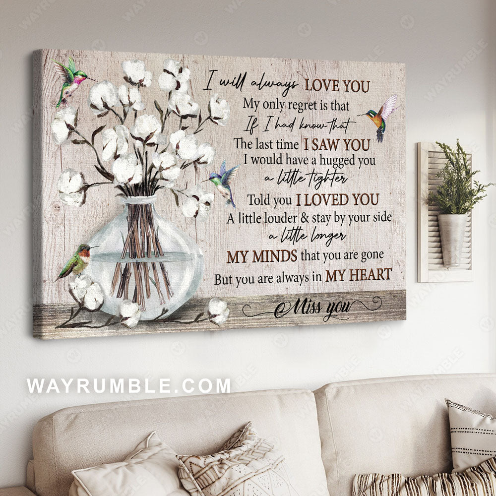 Hummingbirds, Cotton flower, Still life, I will always love you - Heaven Landscape Canvas Prints, Wall Art