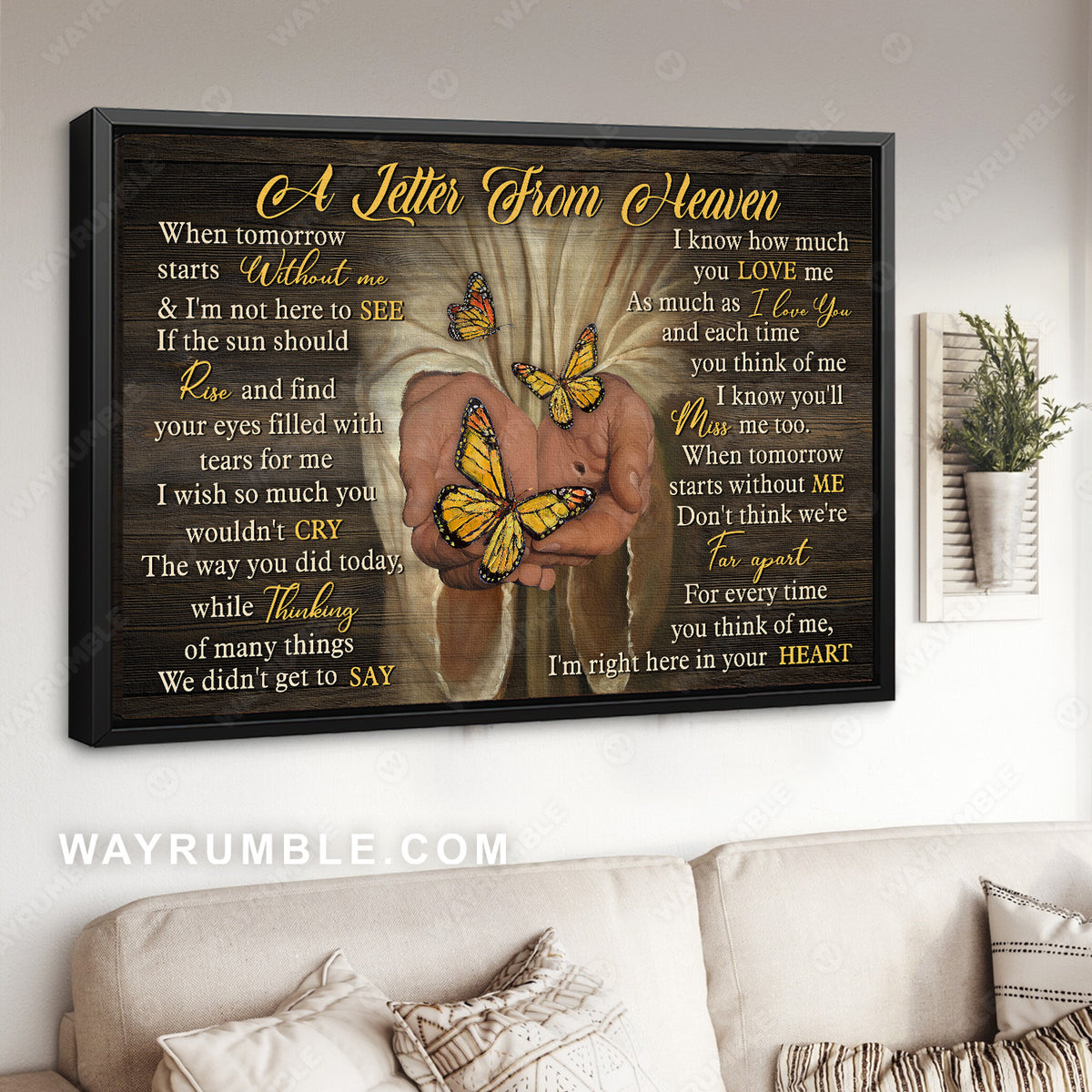 Yellow butterfly, Jesus painting, Take my hand, A letter from heaven - Heaven Landscape Canvas Prints, Christian Wall Art