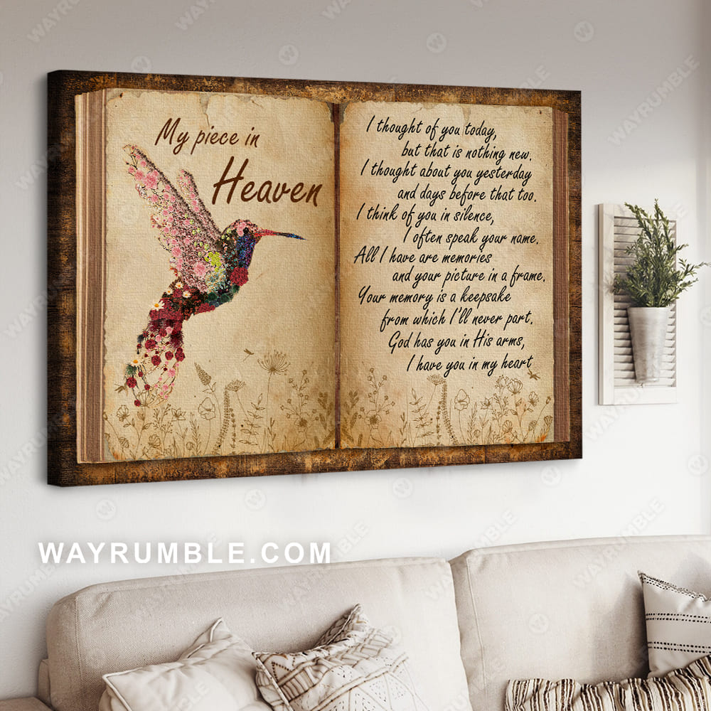 Flower hummingbird, Antique book, Old letter, My piece in heaven - Heaven Landscape Canvas Prints, Wall Art