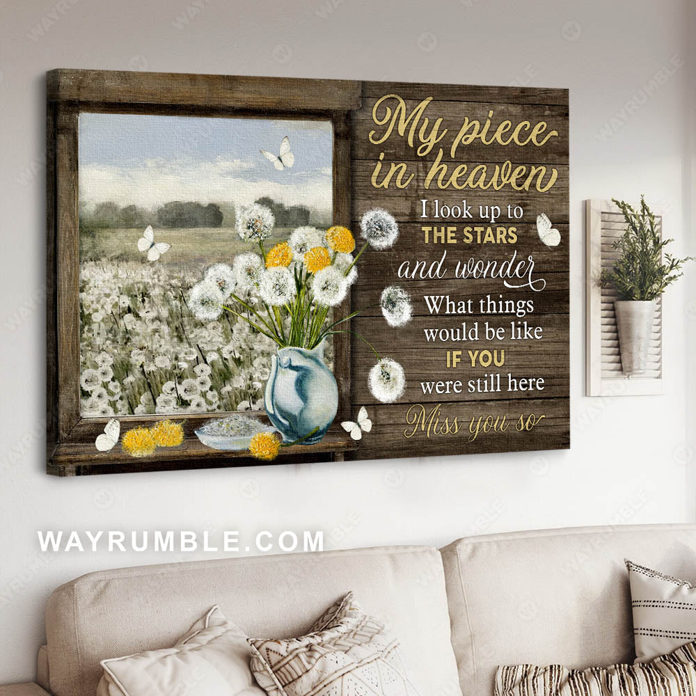 Dandelion field, Window frame, Miss you so - Heaven Landscape Canvas Prints, Wall Art