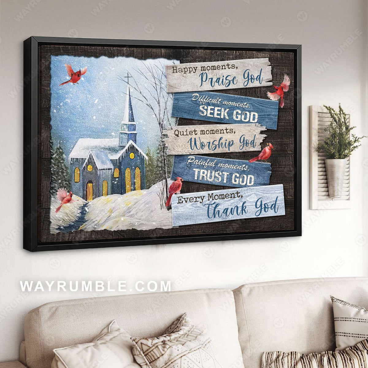 Church, Red cardinal, Happy moments, Praise God - Heaven Landscape Canvas Prints, Wall Art