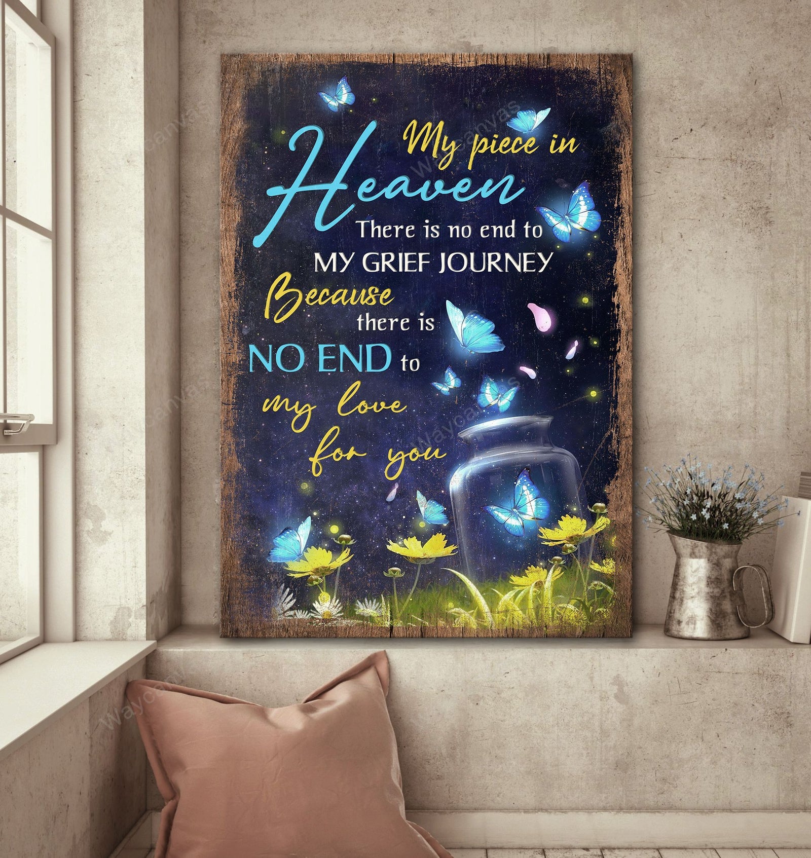Beautiful night, Butterfly, Flower field, Firefly, There's no end to my love for you - Heaven Portrait Canvas Prints, Wall Art