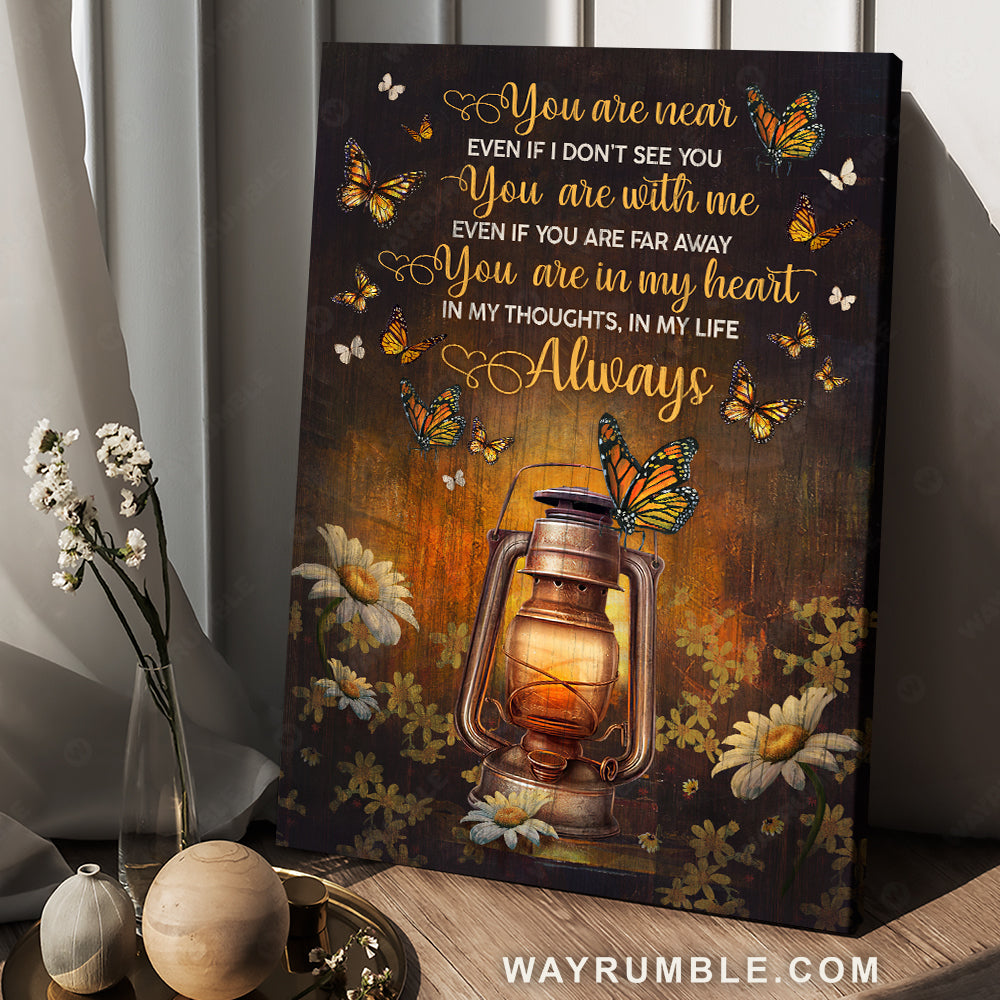 Antique lantern, Beautiful night, Orange butterfly, You are in my heart - Heaven Portrait Canvas Prints, Wall Art