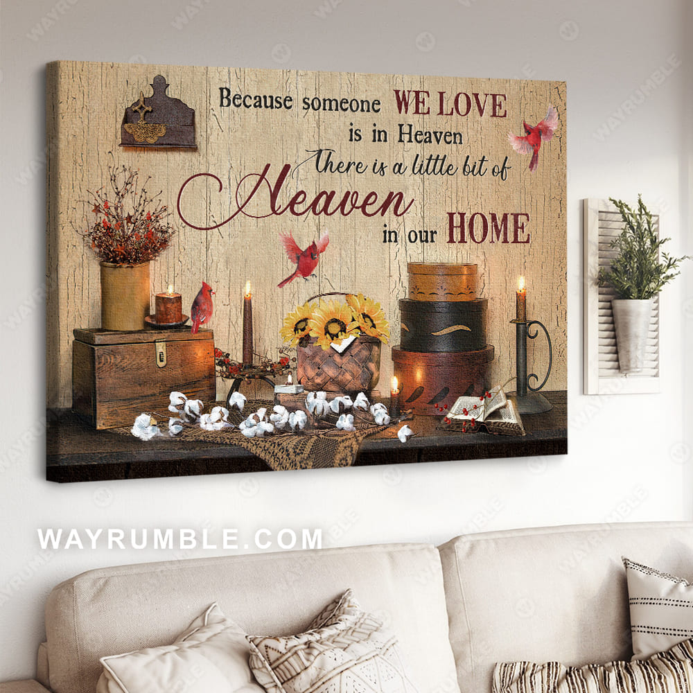 Vintage room, Cotton flower, Cardinal drawing, Heaven in our home - Heaven Landscape Canvas Prints, Wall Art