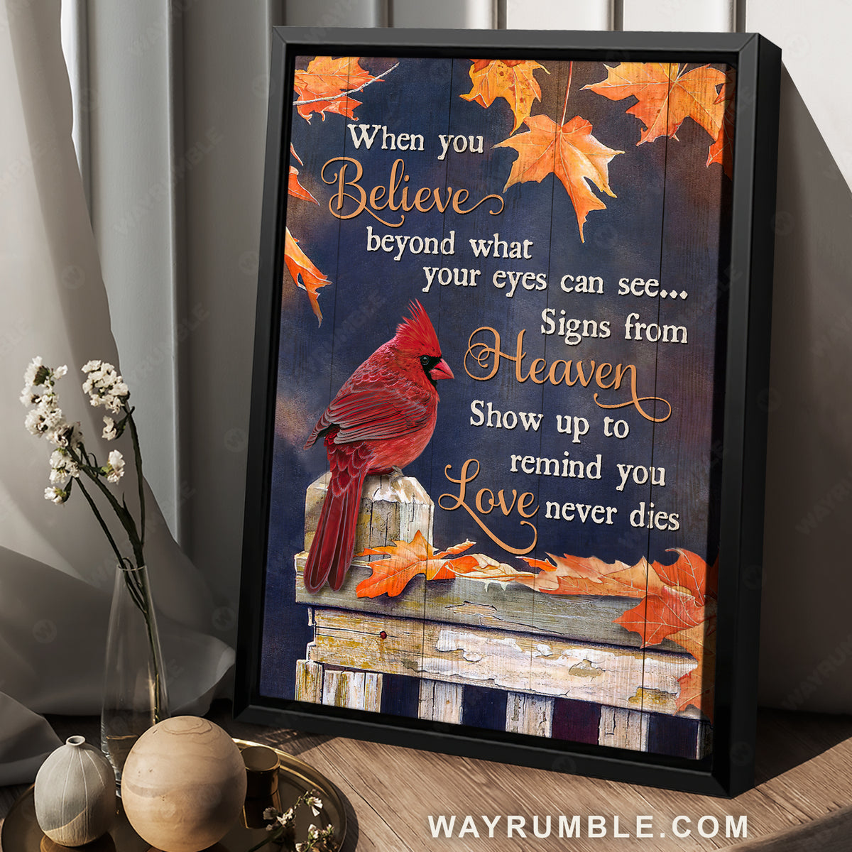 Orange maple forest, Pretty cardinal, Blue night, Signs from heaven - Heaven Portrait Canvas Prints, Wall Art