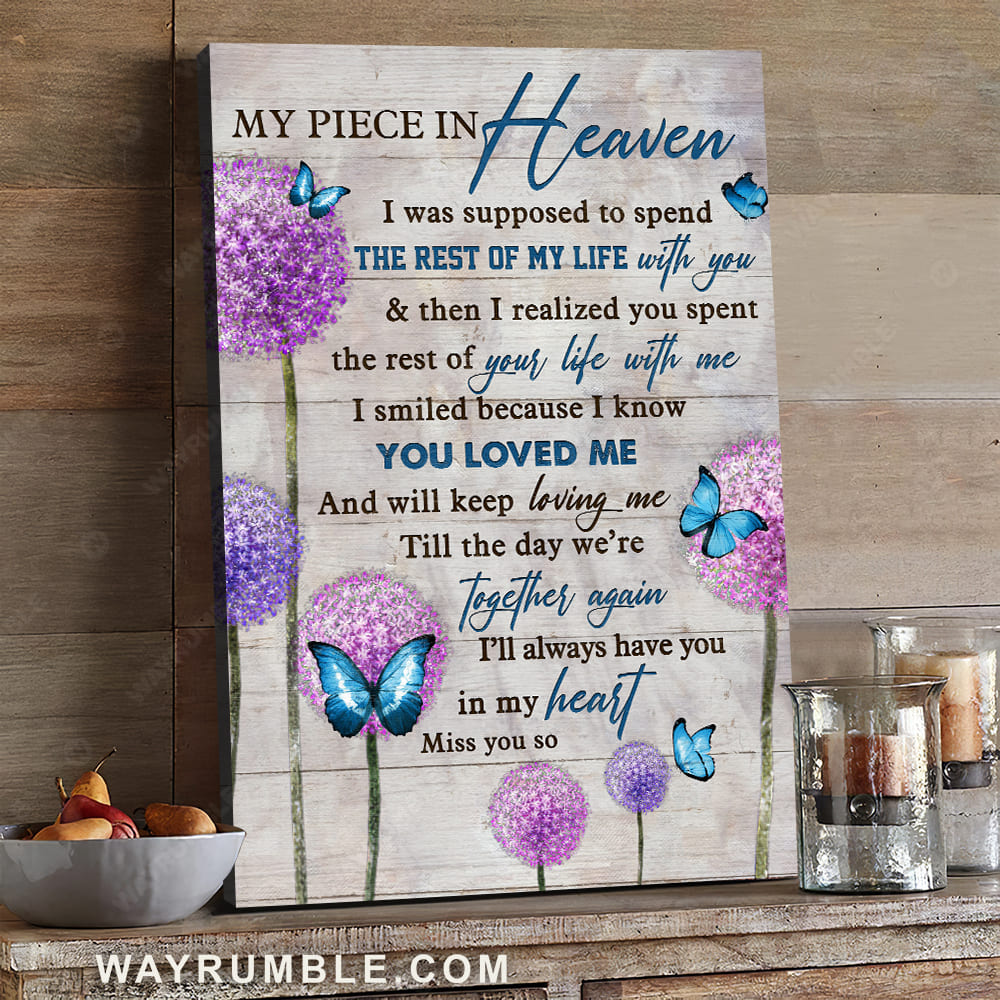 Pink dandelion painting, Pretty butterfly, I'll always have you in my heart - Heaven Portrait Canvas Prints, Wall Art