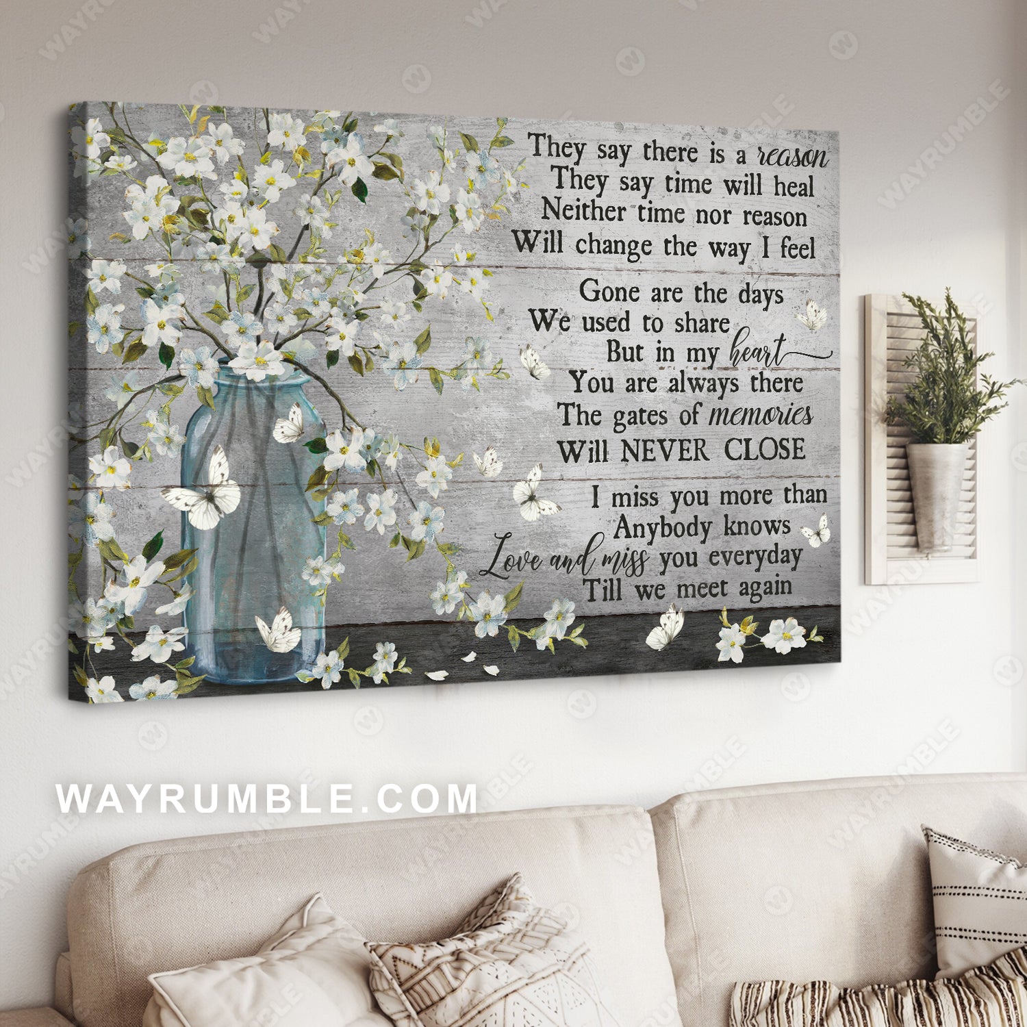 Beautiful white flower vase, Subtle background, They say time will heal - Heaven Landscape Canvas Prints, Wall Art