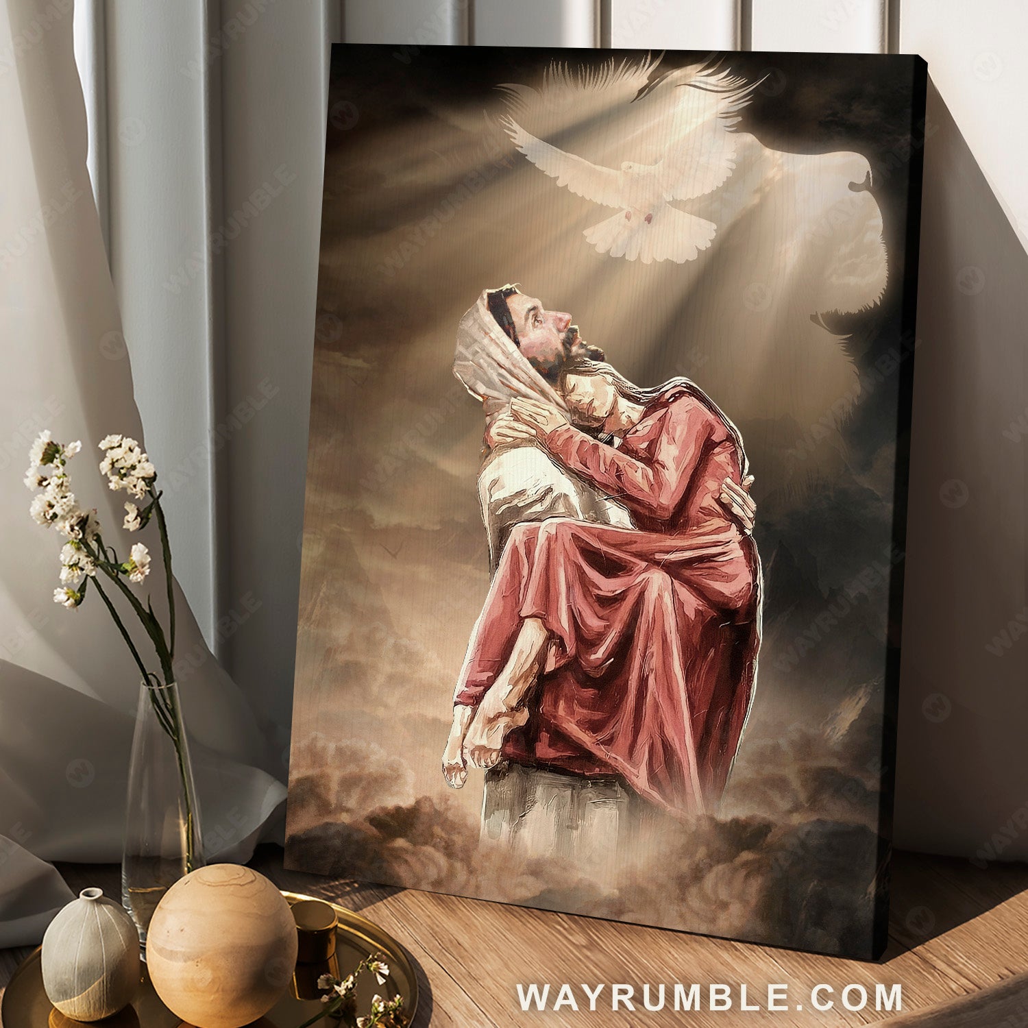 The life of Jesus, Infinite halo, Beautiful dove, Walking with Jesus - Heaven Portrait Canvas Prints, Wall Art