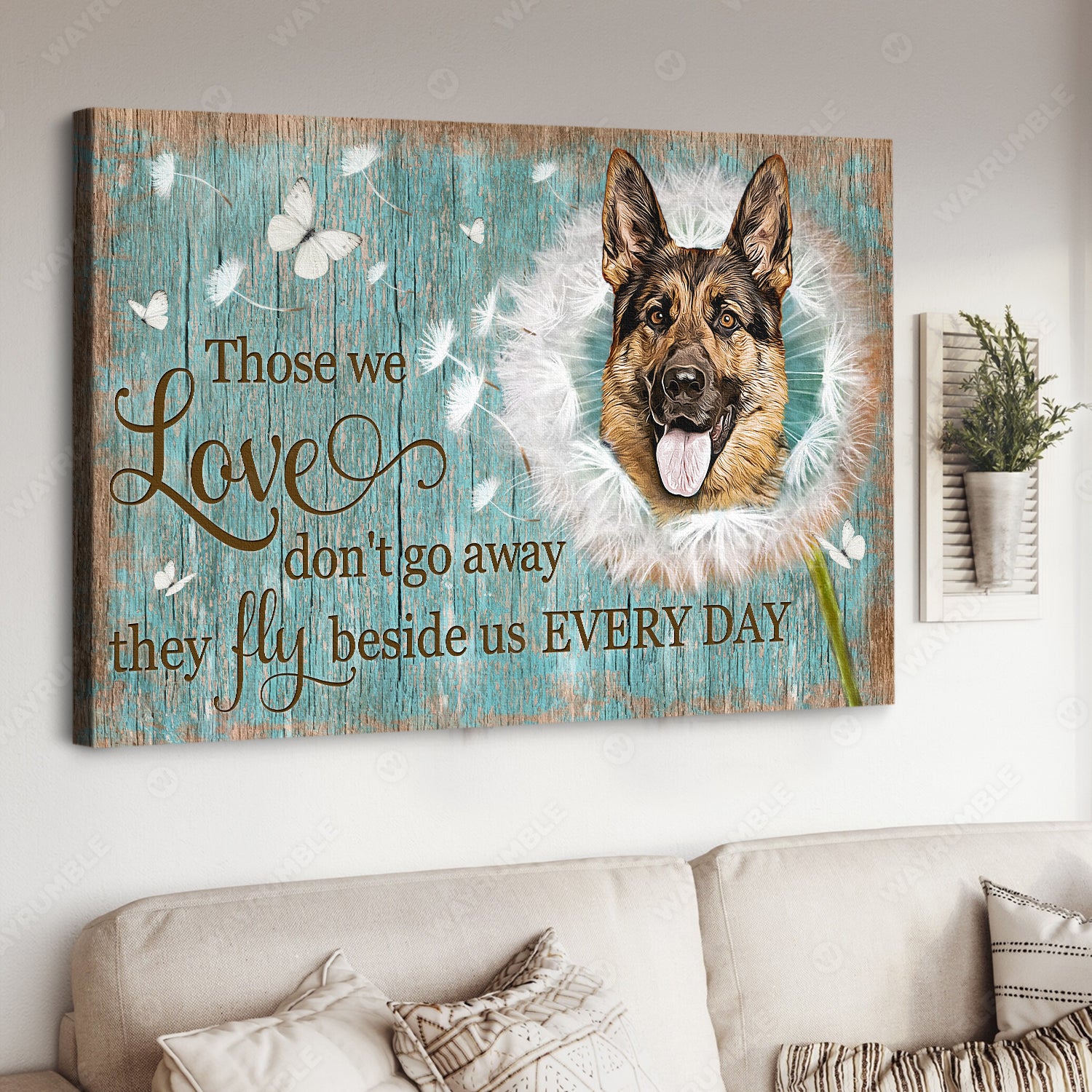 Pretty dandelion, German Shepherd, Those we love don't go away - Heaven Landscape Canvas Prints, Home Decor Wall Art
