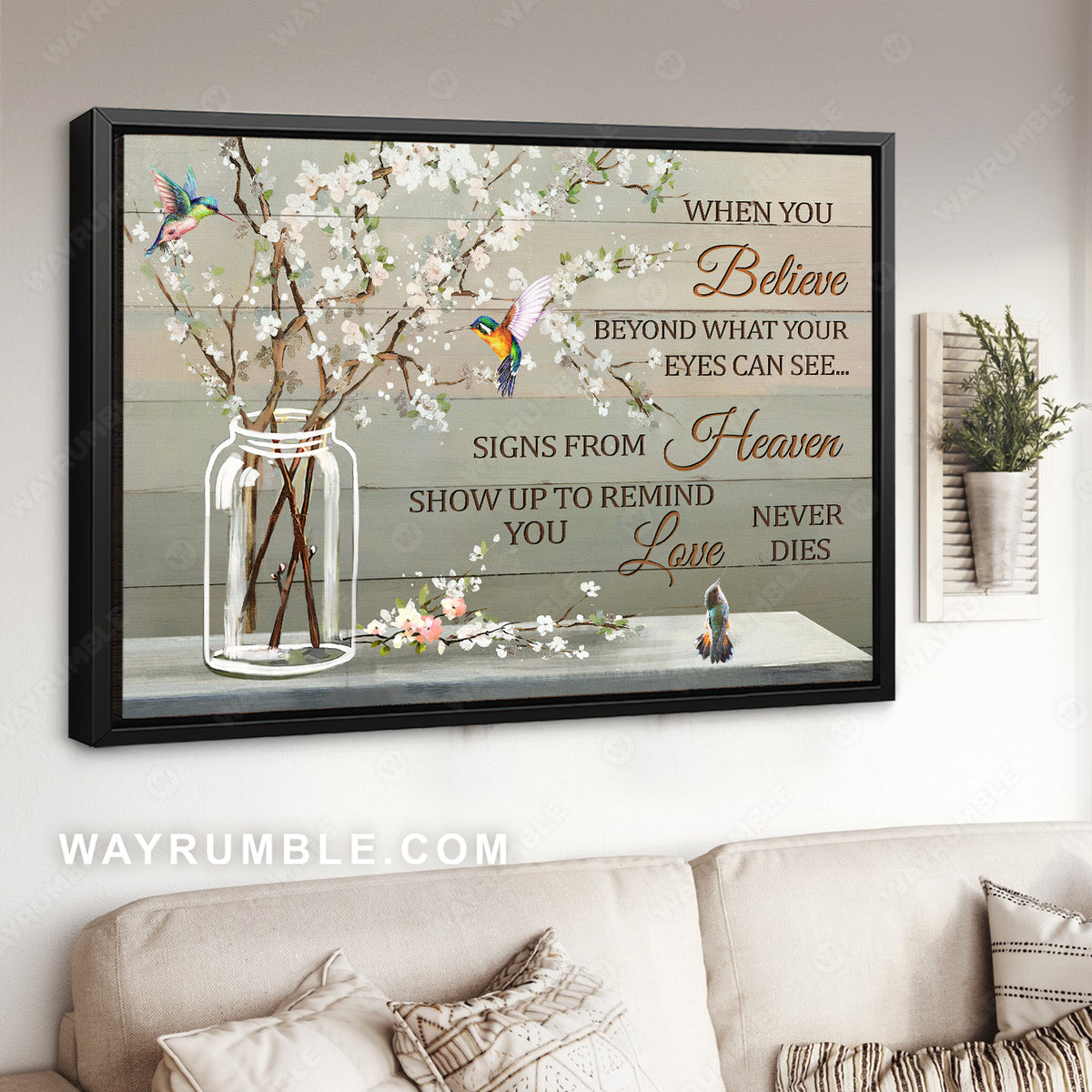 Baby flower, Vintage, Hummingbird, Still life painting, When you believe - Heaven Landscape Canvas Prints, Wall Art