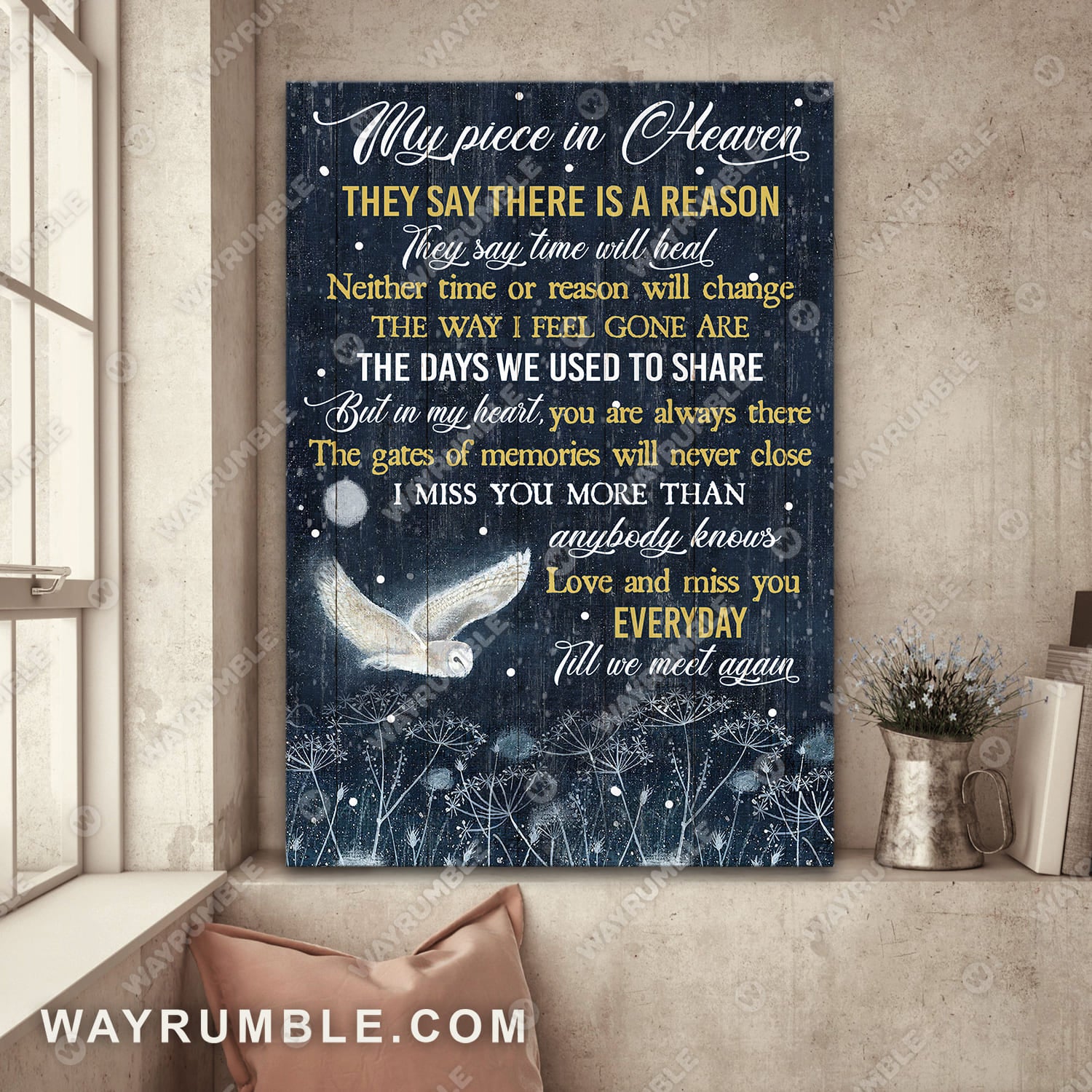Owl drawing, Dandelion painting, I miss you more than anybody knows - Heaven Portrait Canvas Prints, Wall Art