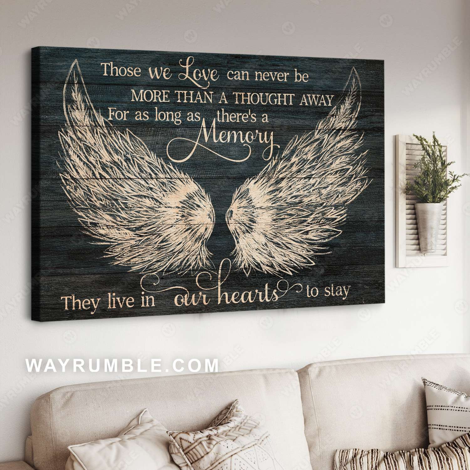 Angel wings, Those we love can never be more than a thought away - Heaven Landscape Canvas Prints, Wall Art