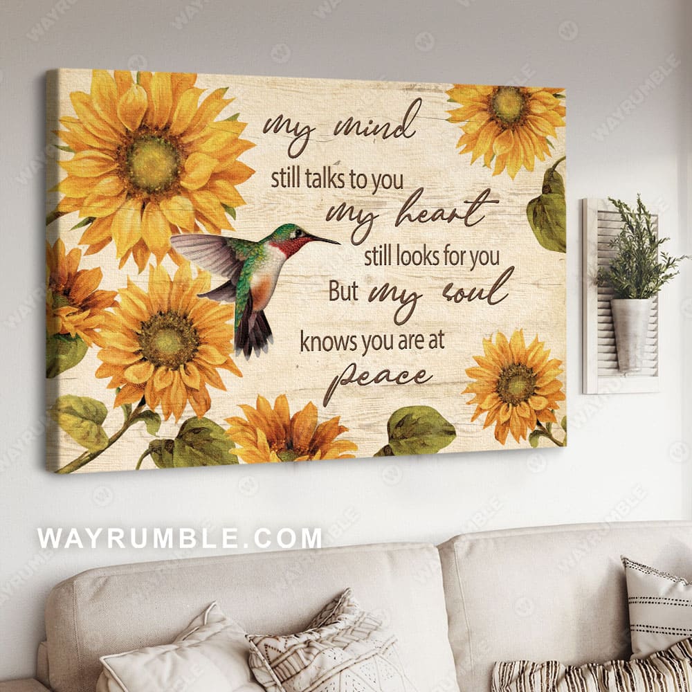 Sunflower pattern, Colorful hummingbird, My soul knows you are at peace - Heaven Landscape Canvas Prints, Wall Art