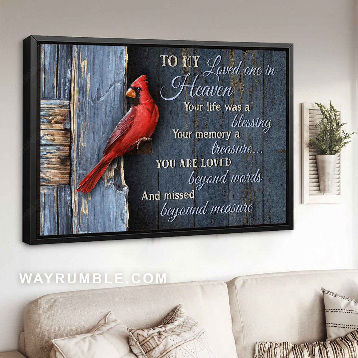 Amazing cardinal, Antique door, To my loved one in heaven - Heaven Landscape Canvas Prints, Wall Art