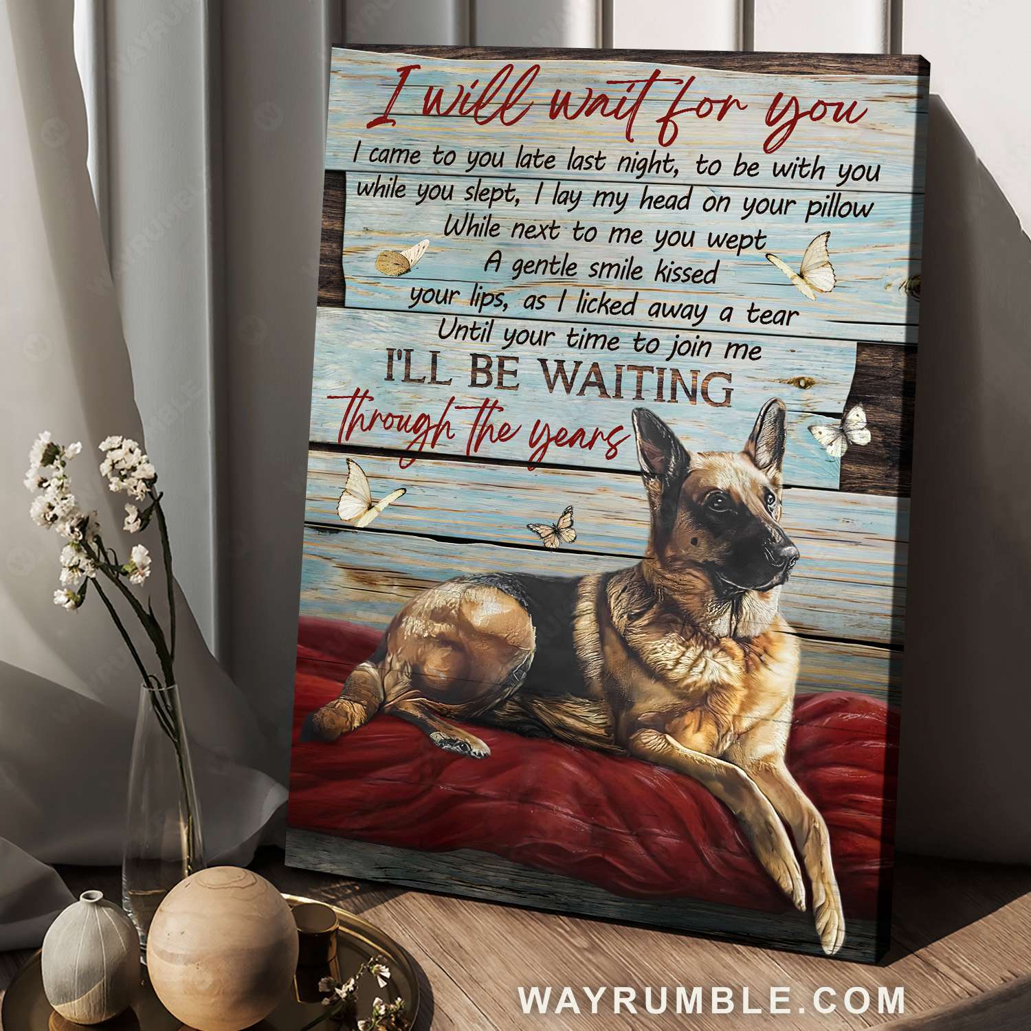 German Shepherd, Loyal dog, I will wait for you - Heaven Portrait Canvas Prints, Wall Art