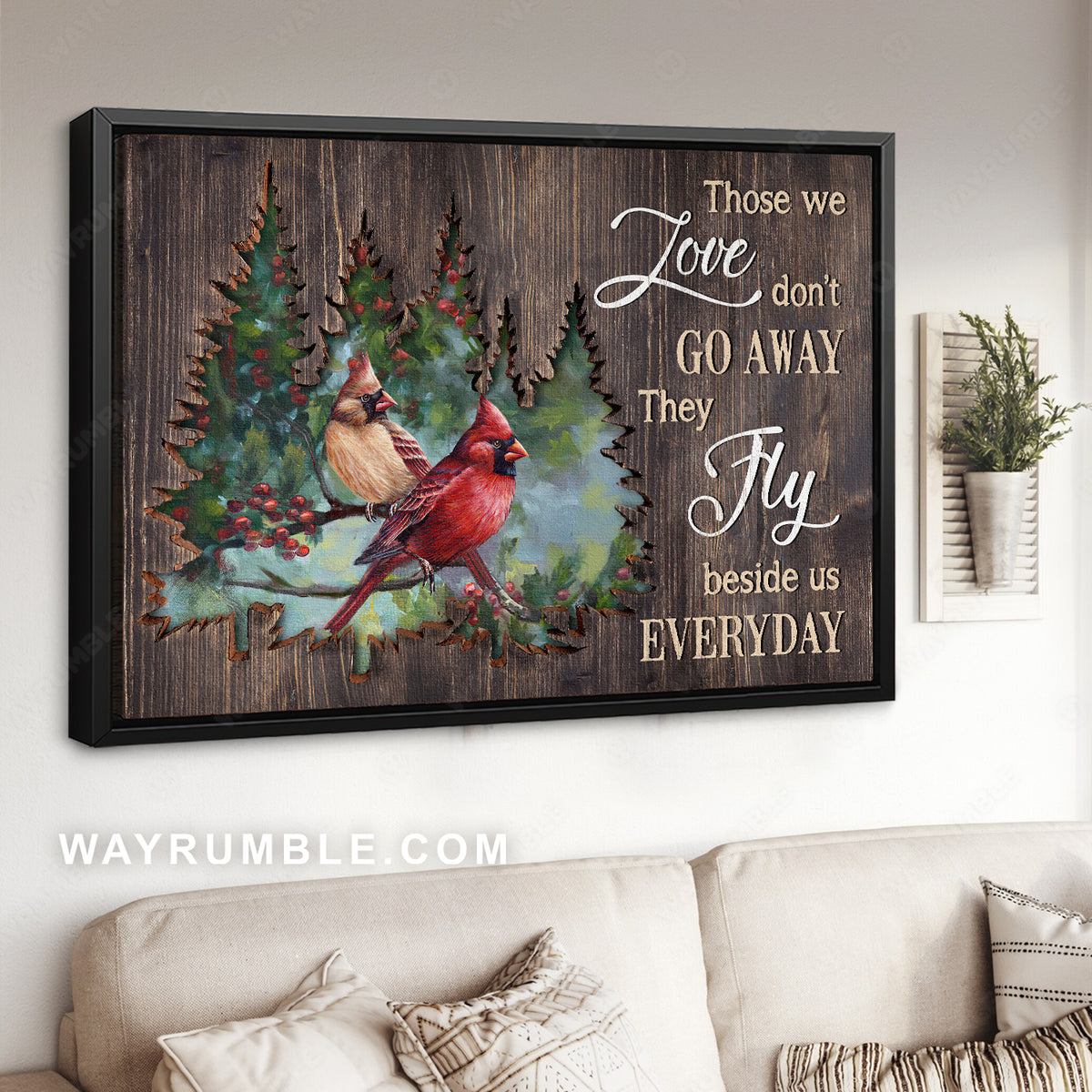 Red cranberry forest, Cardinal, Unique background, Those we love don't go away - Heaven Landscape Canvas Prints, Wall Art
