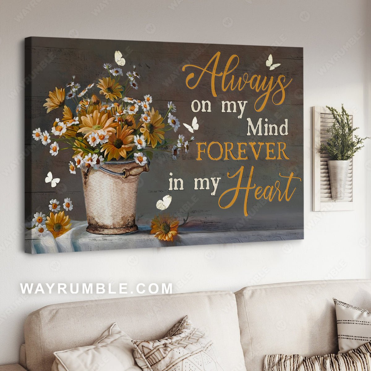 Gerbera daisy, Pretty butterfly, Still life painting, Always on my mind, Forever in my heart - Heaven Landscape Canvas Prints, Wall Art
