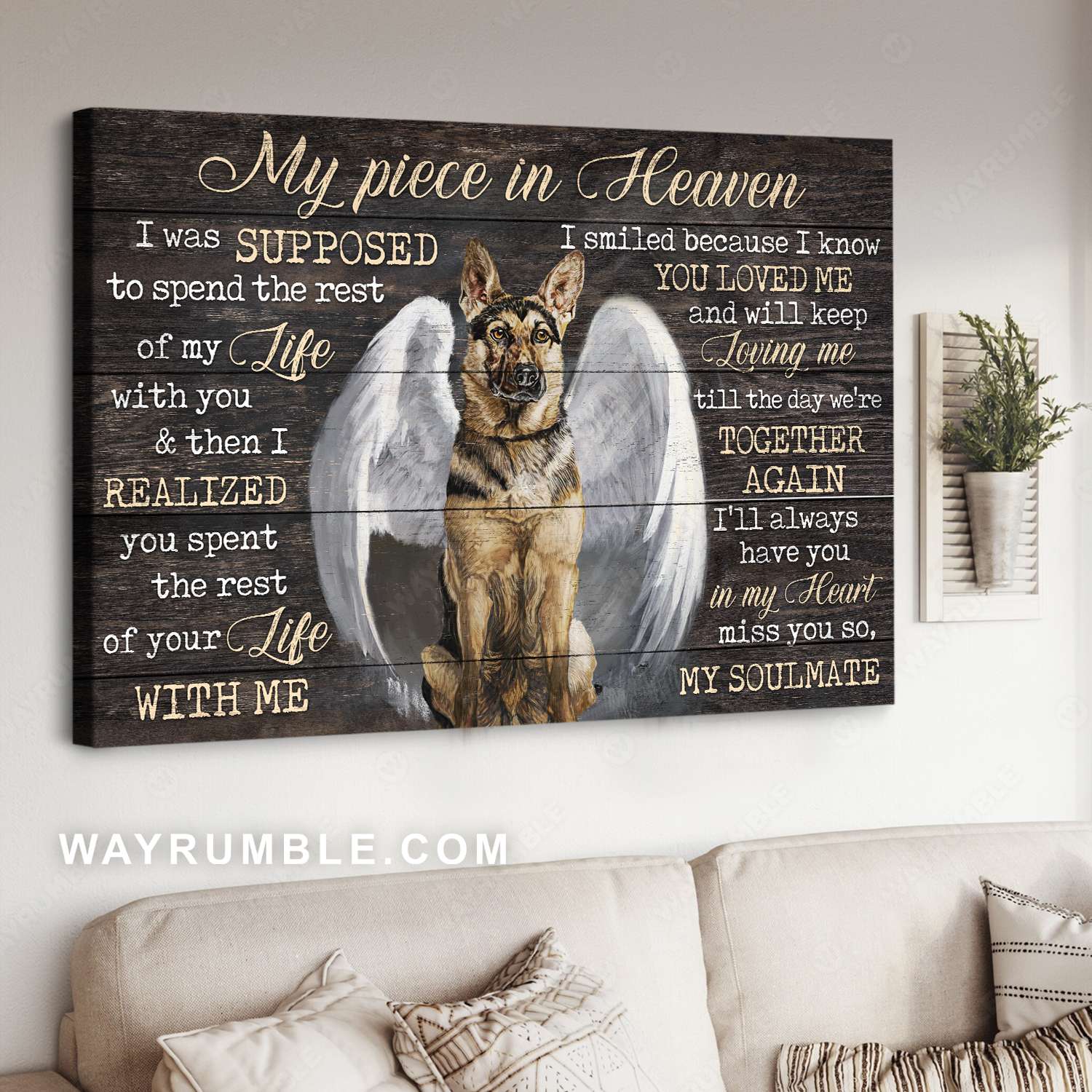 German shepherd, Angel wing, My piece in heaven - Heaven Landscape Canvas Prints, Wall Art