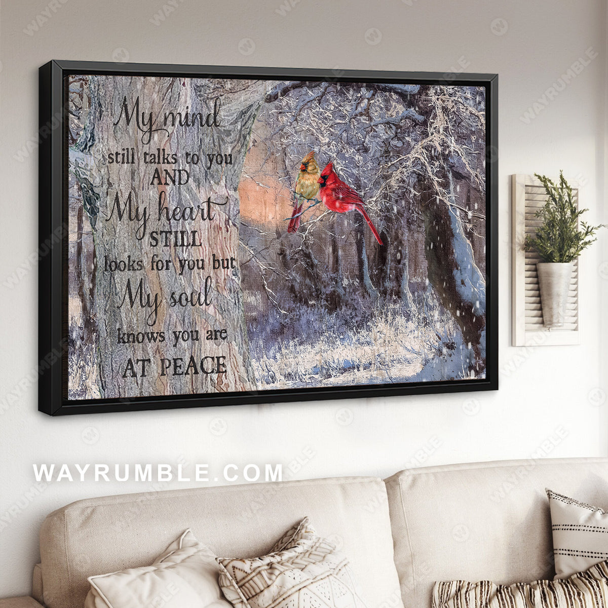 Cardinal drawing, Winter forest, Oldest tree, My mind still talks to you - Heaven Landscape Canvas Prints, Wall Art