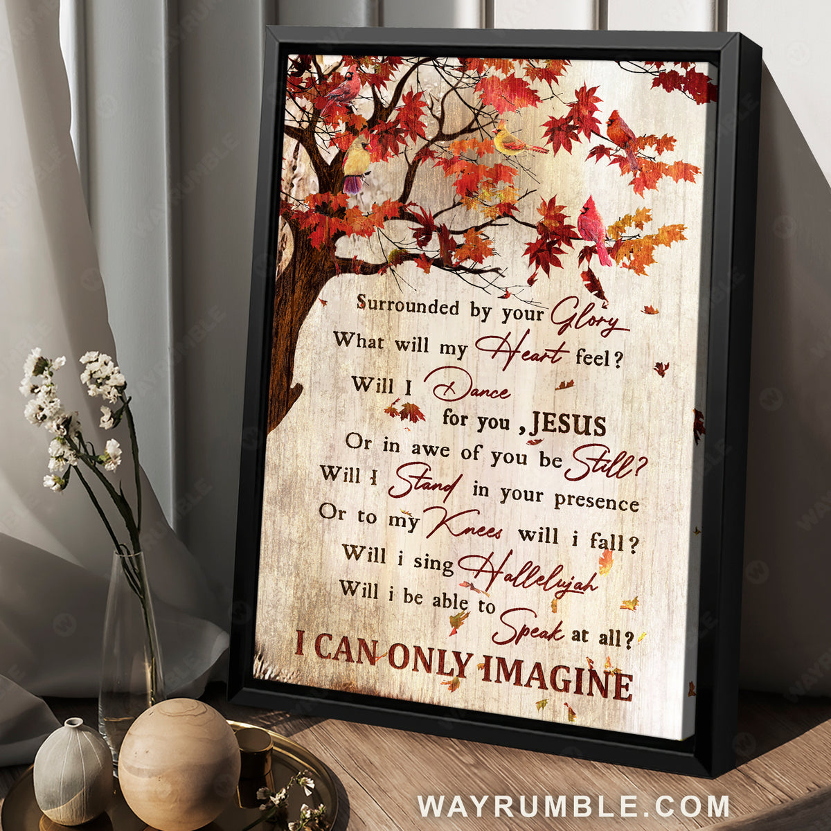 Cardinal painting, Autumn tree, I can only imagine - Heaven Portrait Canvas Prints, Wall Art