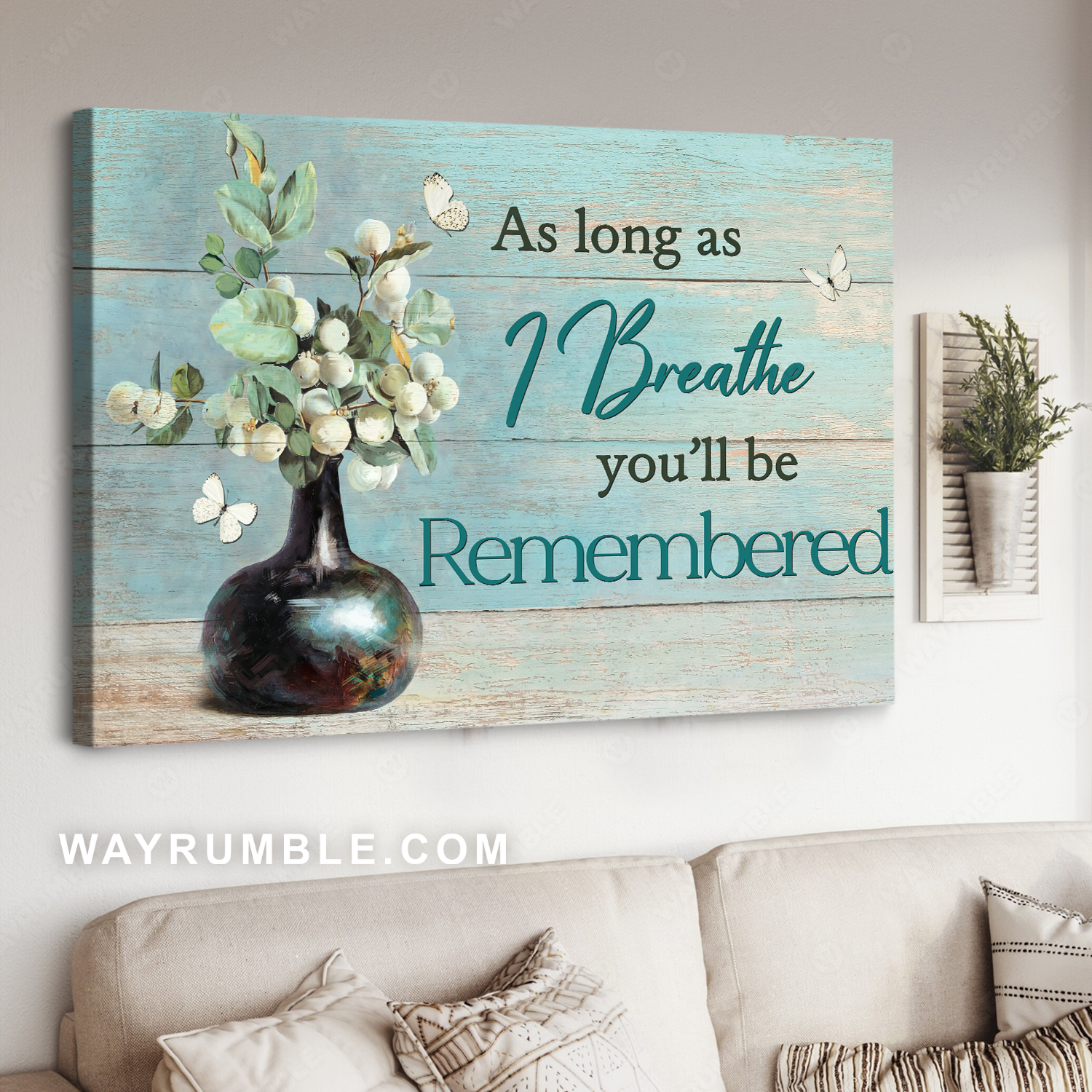 Cotton blossom painting, Still life artwork, As long as I breathe, you will be remembered - Heaven Landscape Canvas Prints, Wall Art