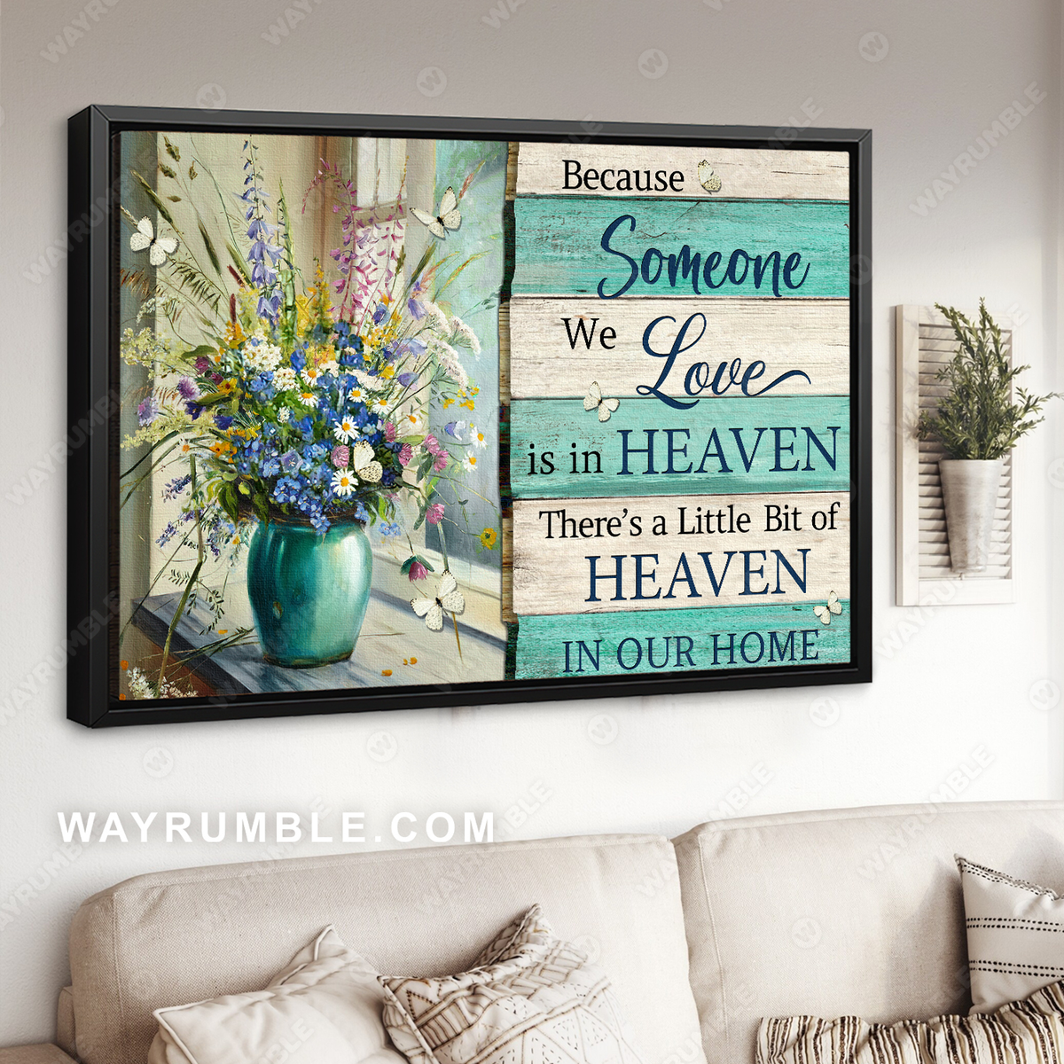 Wildflowers, Still life painting, Butterfly, Because someone we love is in heaven - Heaven Landscape Canvas Prints, Wall Art