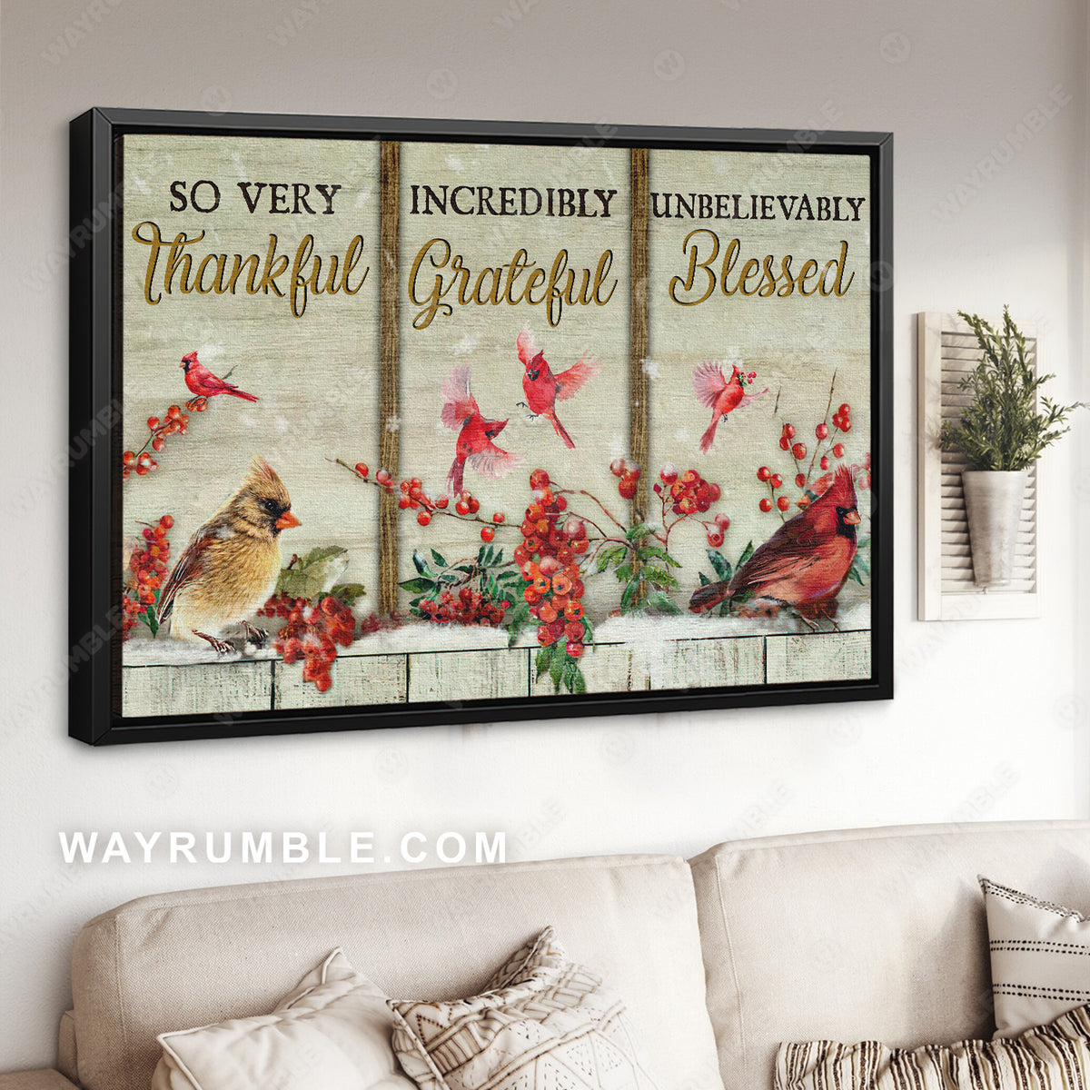 Red cardinal, Beautiful cranberry, So very thankful - Heaven Landscape Canvas Prints, Wall Art