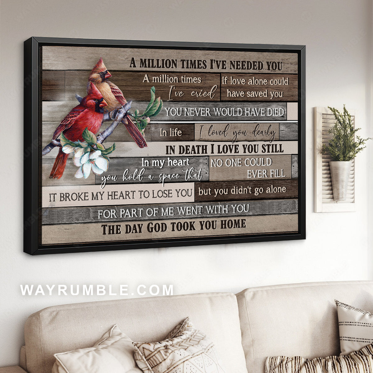 Cardinal couple, Jasmine tree, The day God took you home - Heaven Landscape Canvas Prints, Wall Art