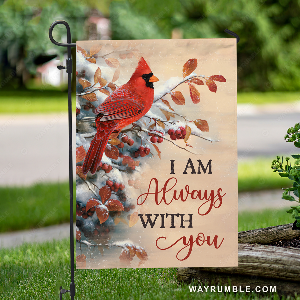 Red cardinal, Winter forest, I am always with you - Heaven Flag