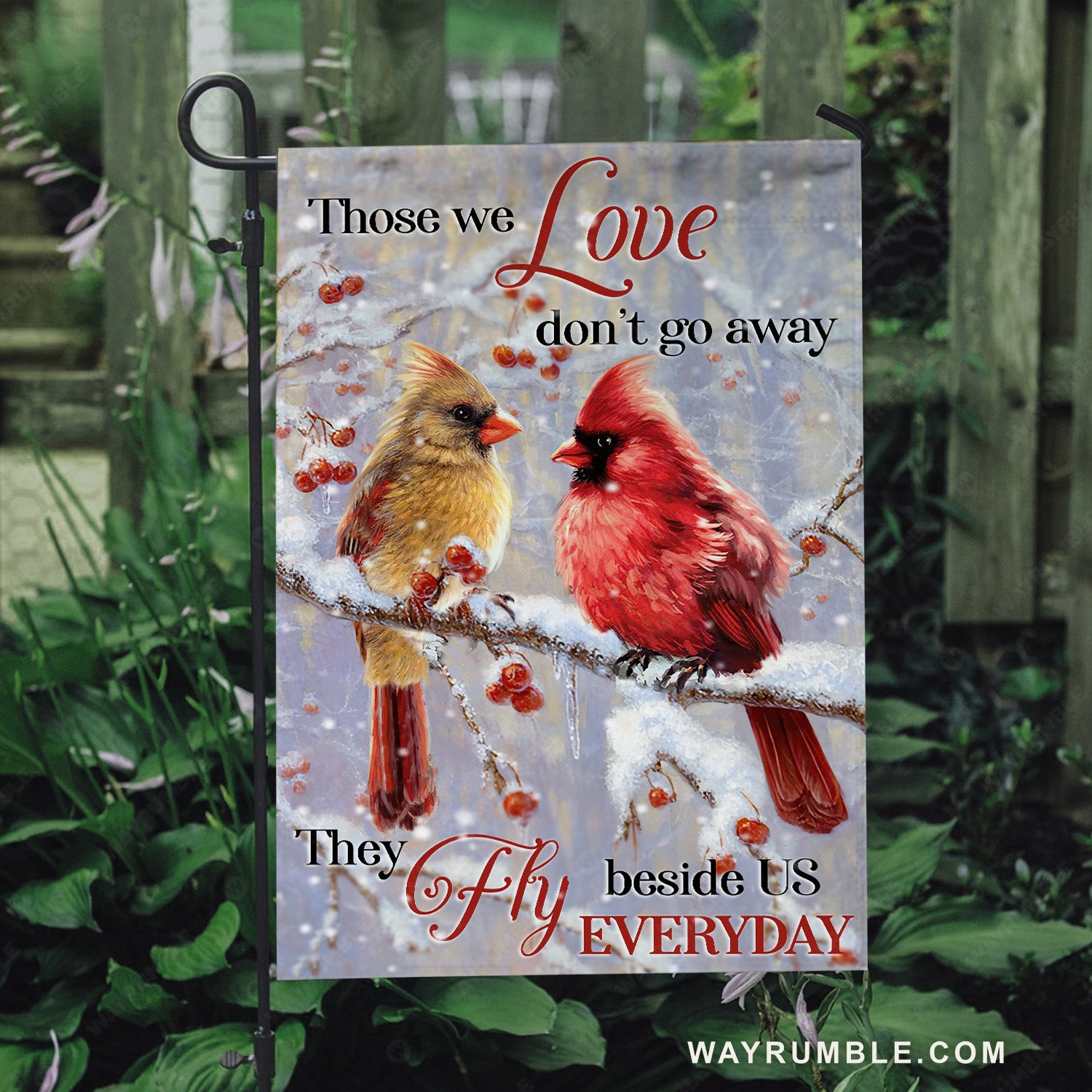 Lucky cardinal, Frozen cranberry, Winter vibe, Those we love don't go away - Heaven Flag