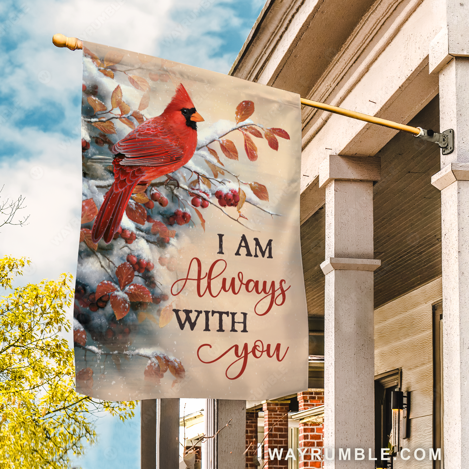 Red cardinal, Winter forest, I am always with you - Heaven Flag