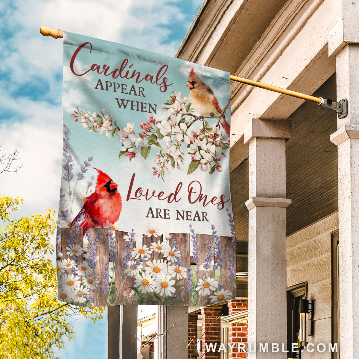 Cardinals painting, White flower, Cardinals appear Loved ones near - Heaven Flag