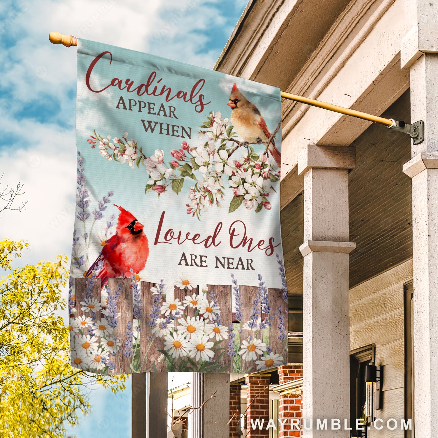 Cardinals painting, White flower, Cardinals appear Loved ones near - Heaven Flag