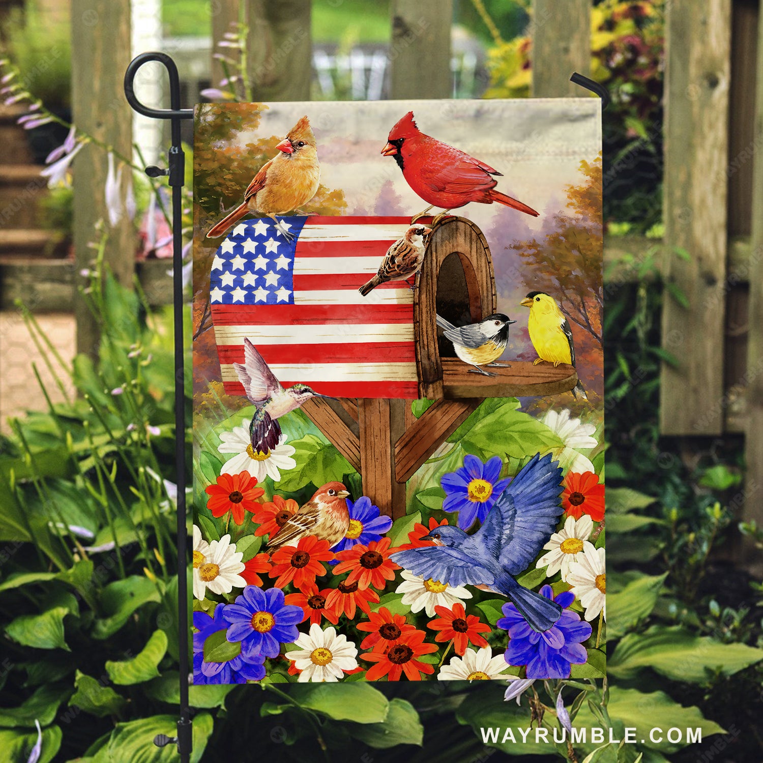 Bird painting, Colorful cardinal, Vintage birdhouse, Flower garden - Heaven Flag