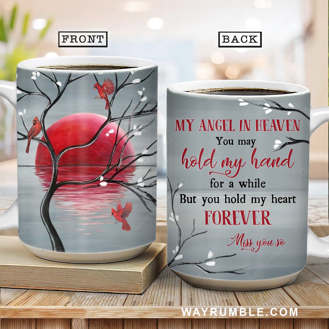 Blood moon, Cardinal drawing, Black tree, My angel in heaven - Heaven AOP Mug