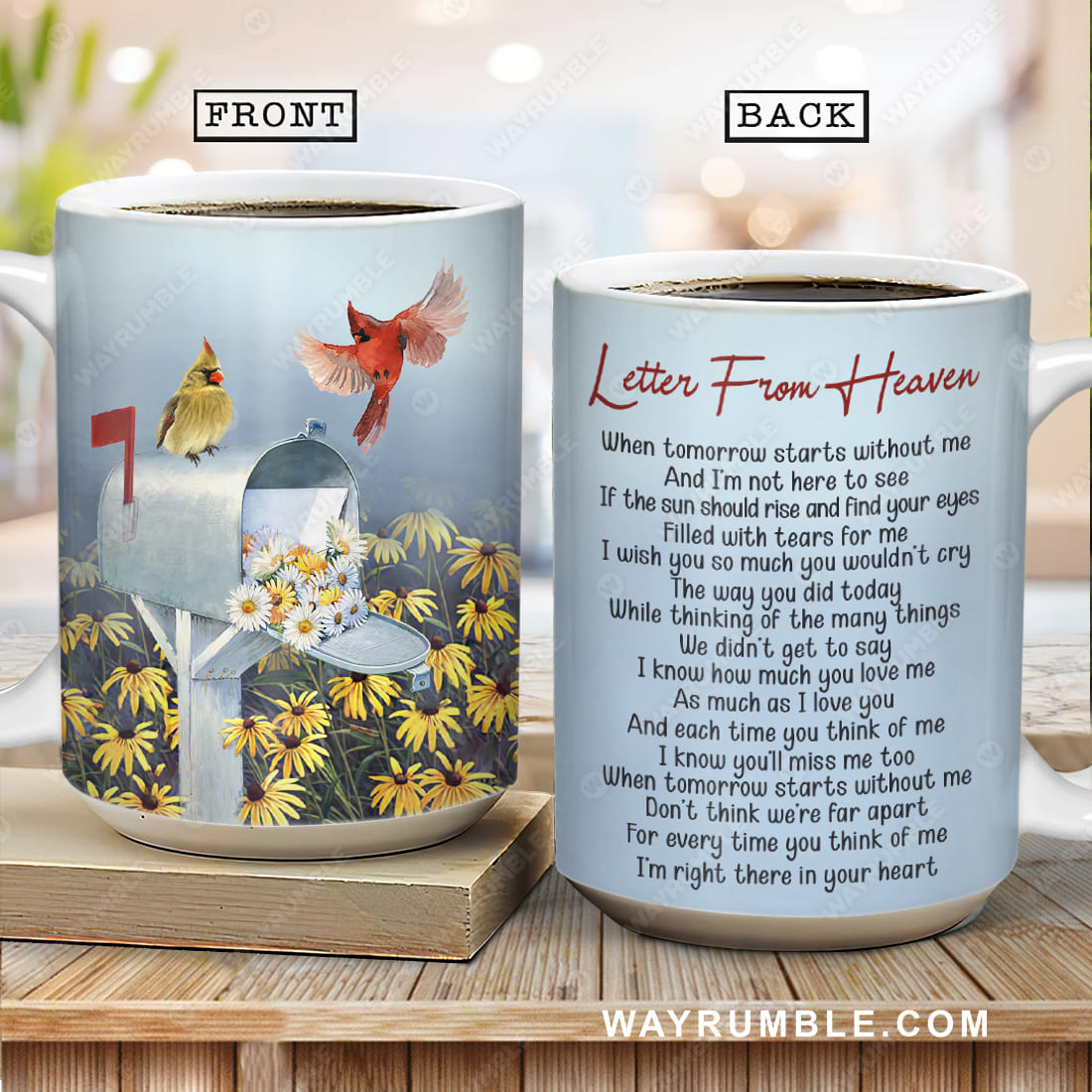 Daisy flower field, Watercolor cardinal, Letter box, Letter from heaven - Heaven AOP Mug
