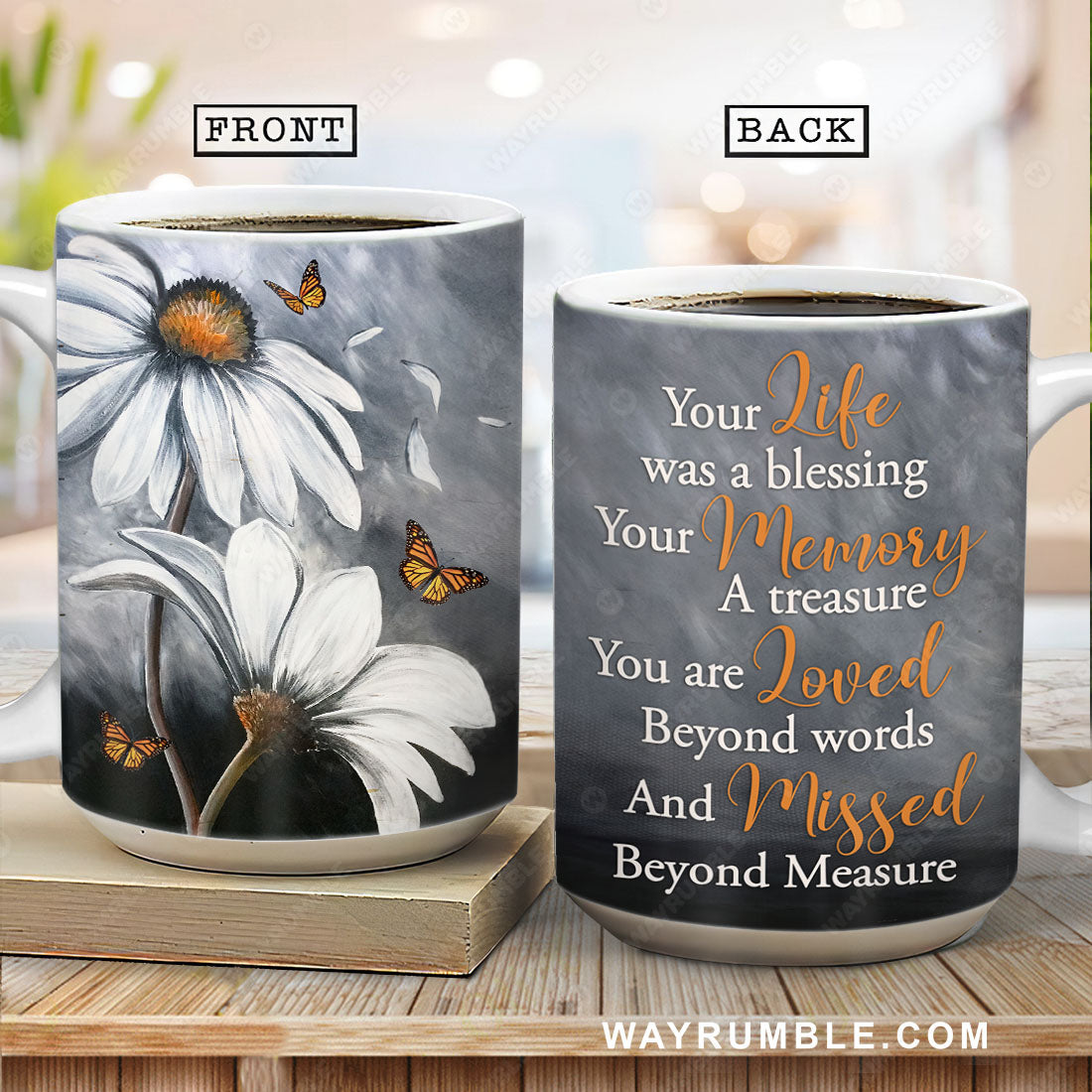 Daisy flower, Yellow butterfly, You life was a blessing - Heaven AOP Mug