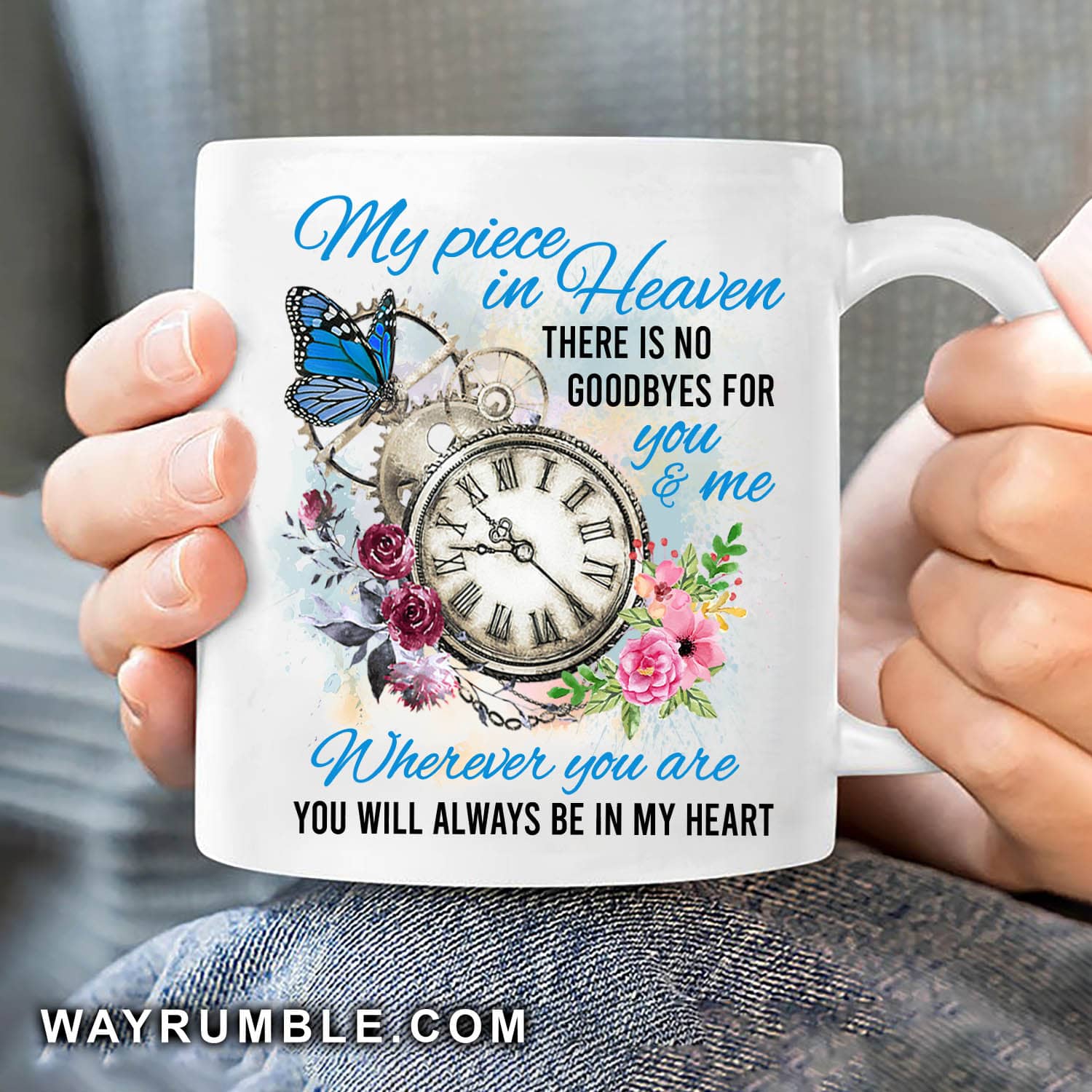 Vintage pocket watch, Rose flower, You will always be in my heart - Heaven White Mug