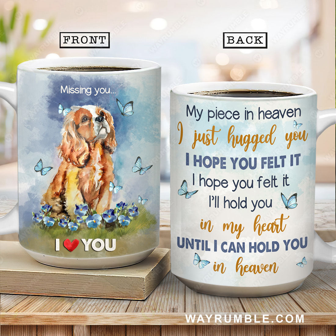 Cocker Spaniel drawing, Dog painting, I'll hold you in my heart - Heaven AOP Mug