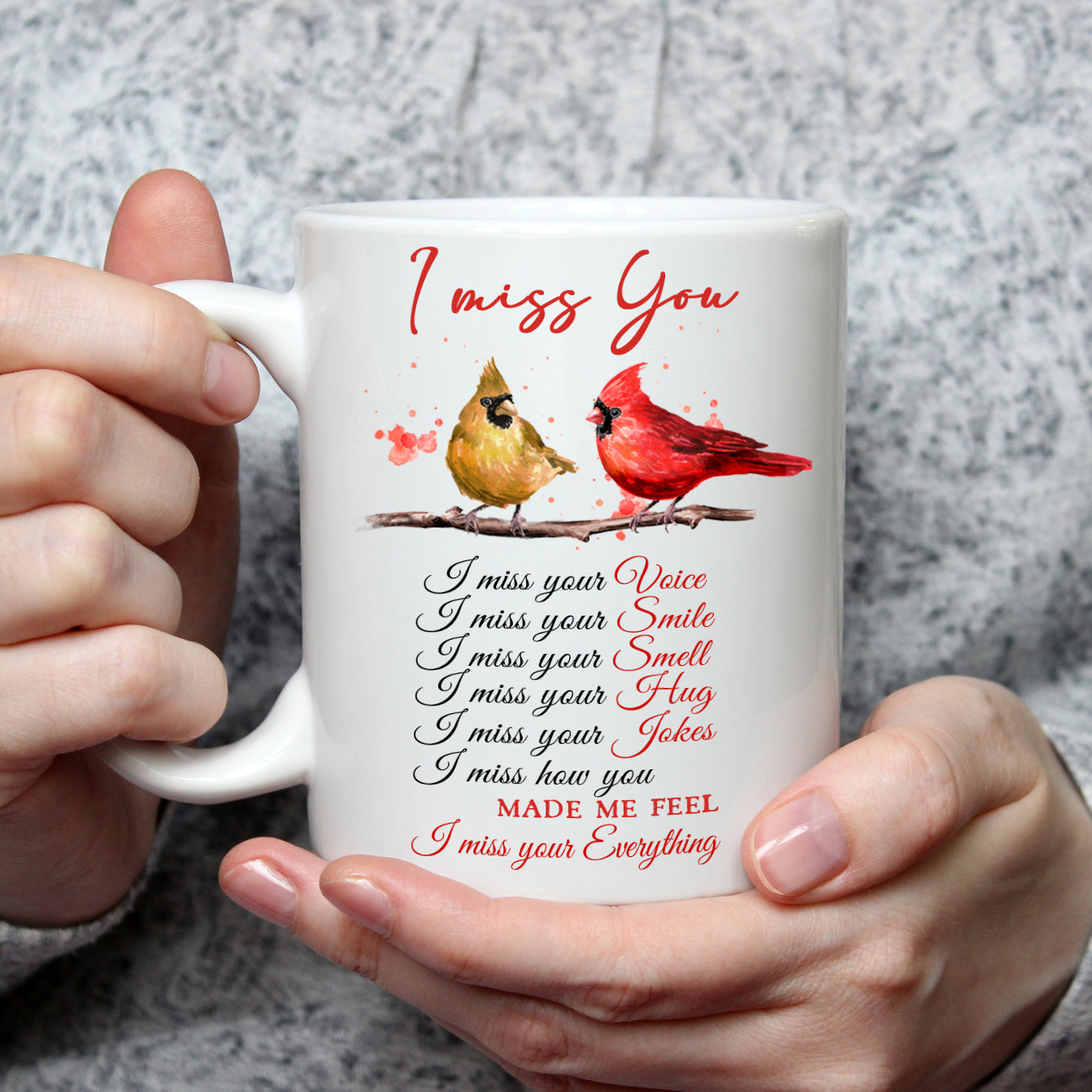 Cardinal drawing, I miss your everything - Heaven White Mug